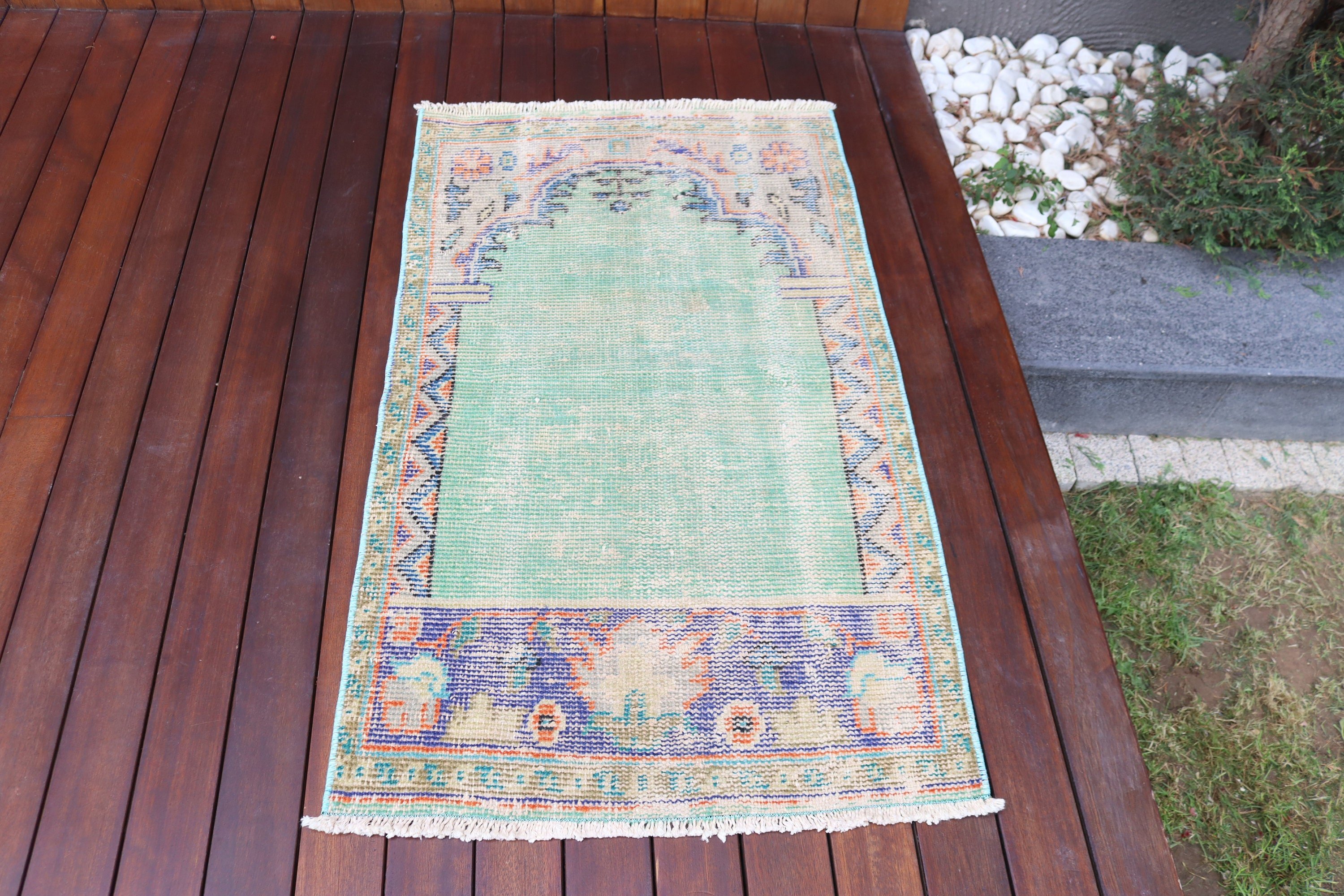 Turkish Rug, Bedroom Rug, Rugs for Bath, Modern Rug, Floor Rugs, Vintage Rug, Bath Rug, 2.4x3.9 ft Small Rugs, Green Anatolian Rugs