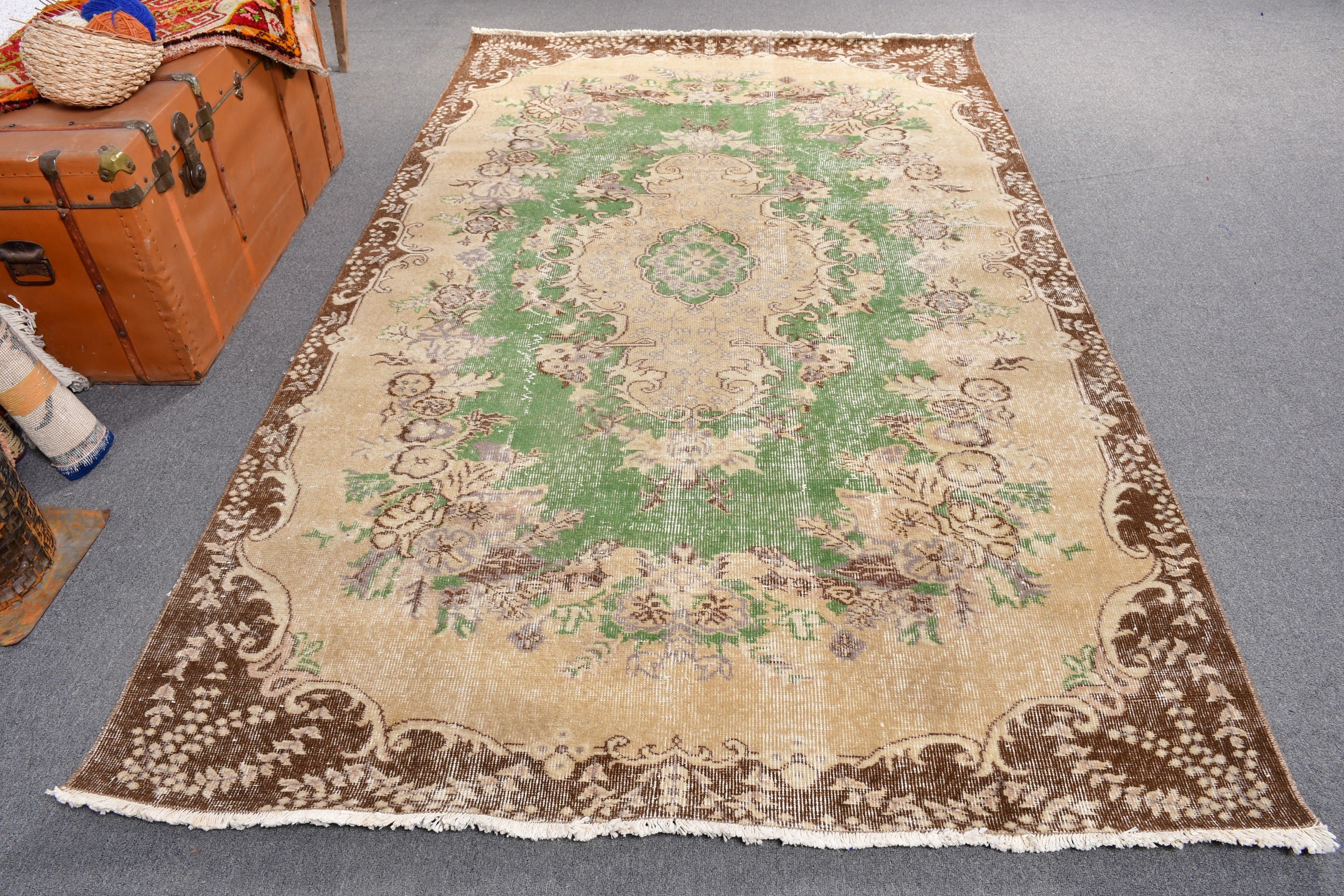 Vintage Halılar, Büyük Boho Halı, 5,3x8,8 ft Büyük Halılar, Bej Oryantal Halılar, Türk Halısı, Düz Dokuma Halı, Yemek Odası Halısı, Antika Halı