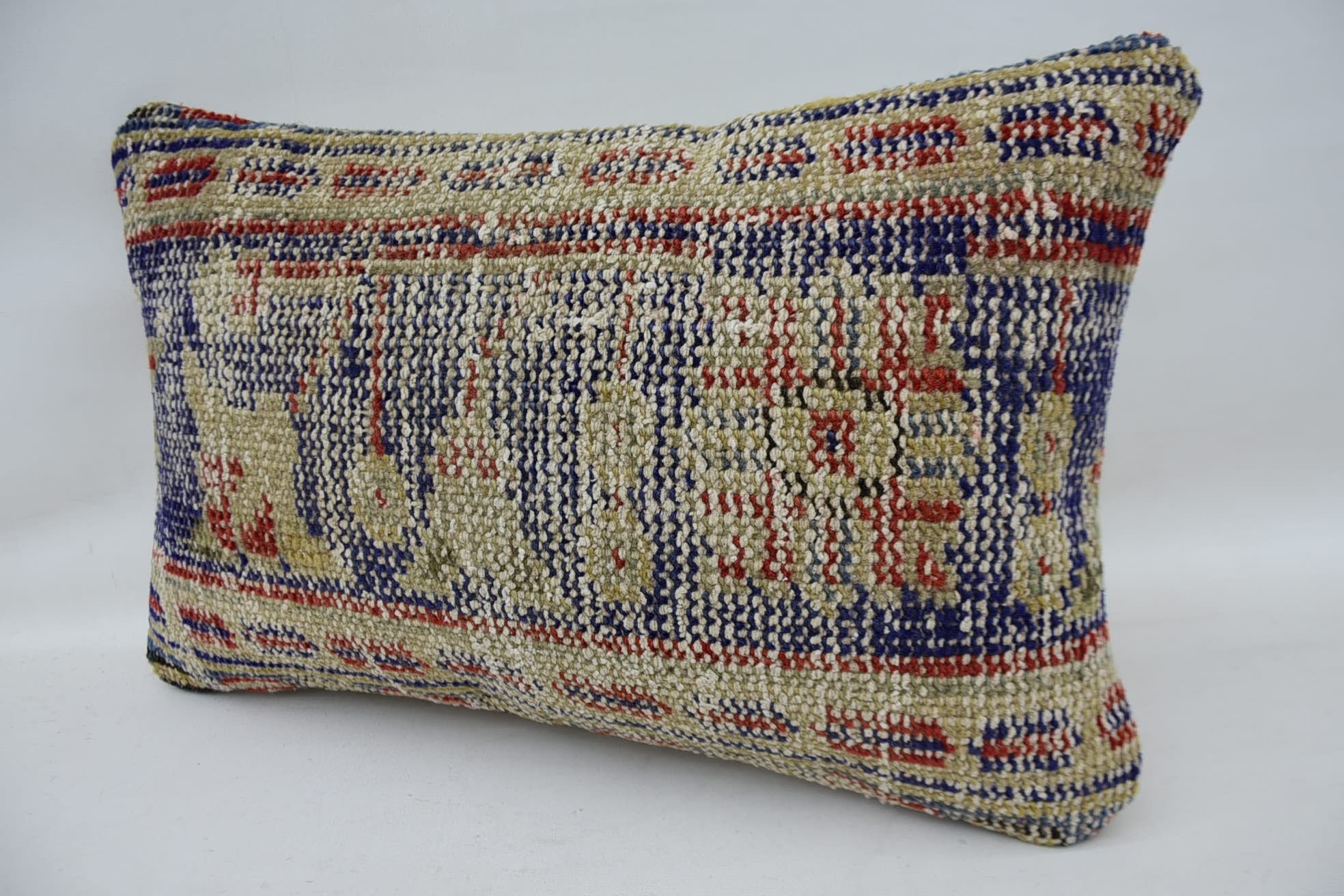 Accent Pillow, 12"x20" Beige Pillow Sham, Authentic Pillow Sham, Handmade Kilim Cushion, Gift Pillow, Home Decor Pillow