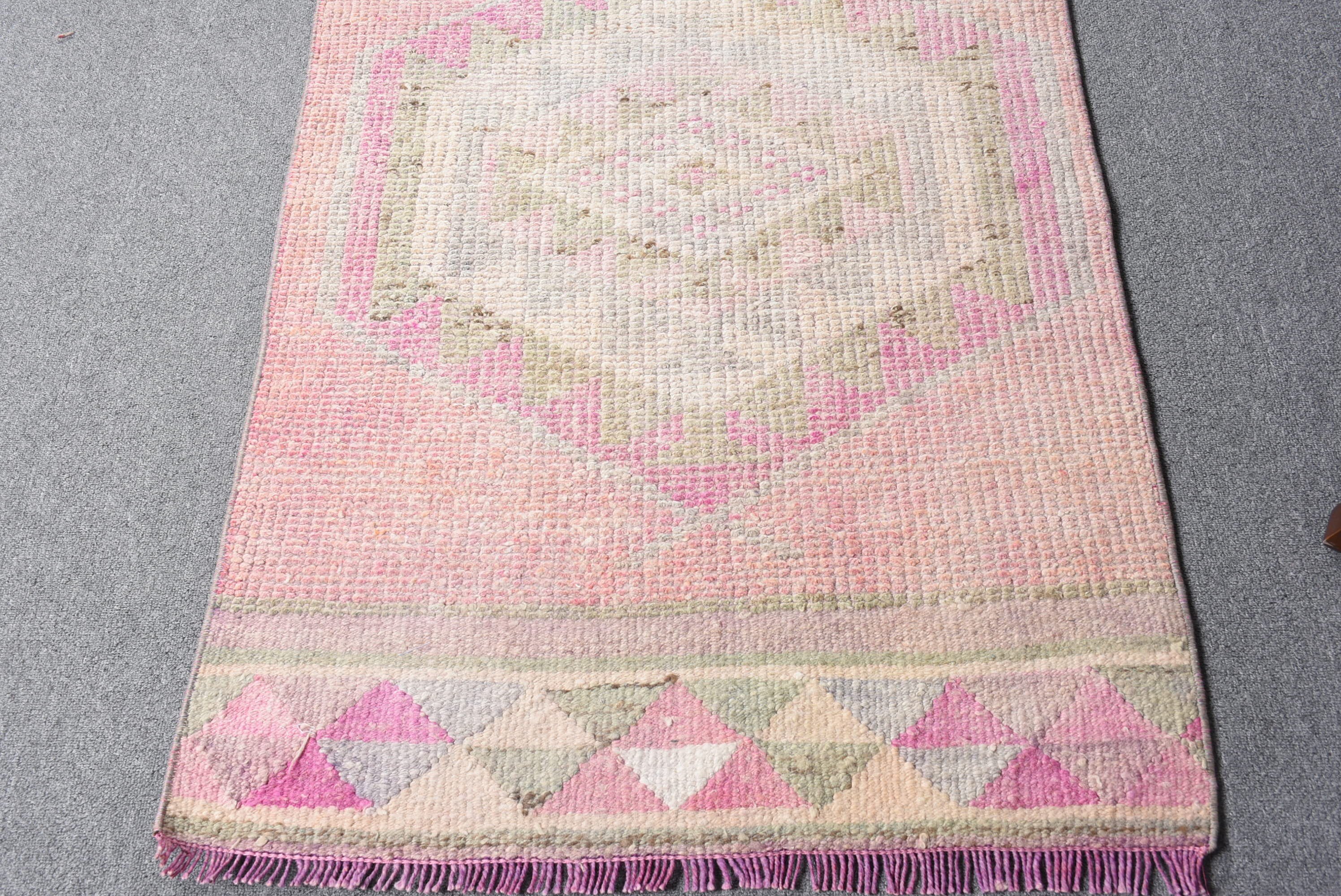 Eski Halı, Vintage Halı, Türk Halısı, Koşucu Halıları, Yeşil Oryantal Halı, Merdiven Halıları, Mutfak Halısı, 2,8x10,3 ft Koşucu Halısı