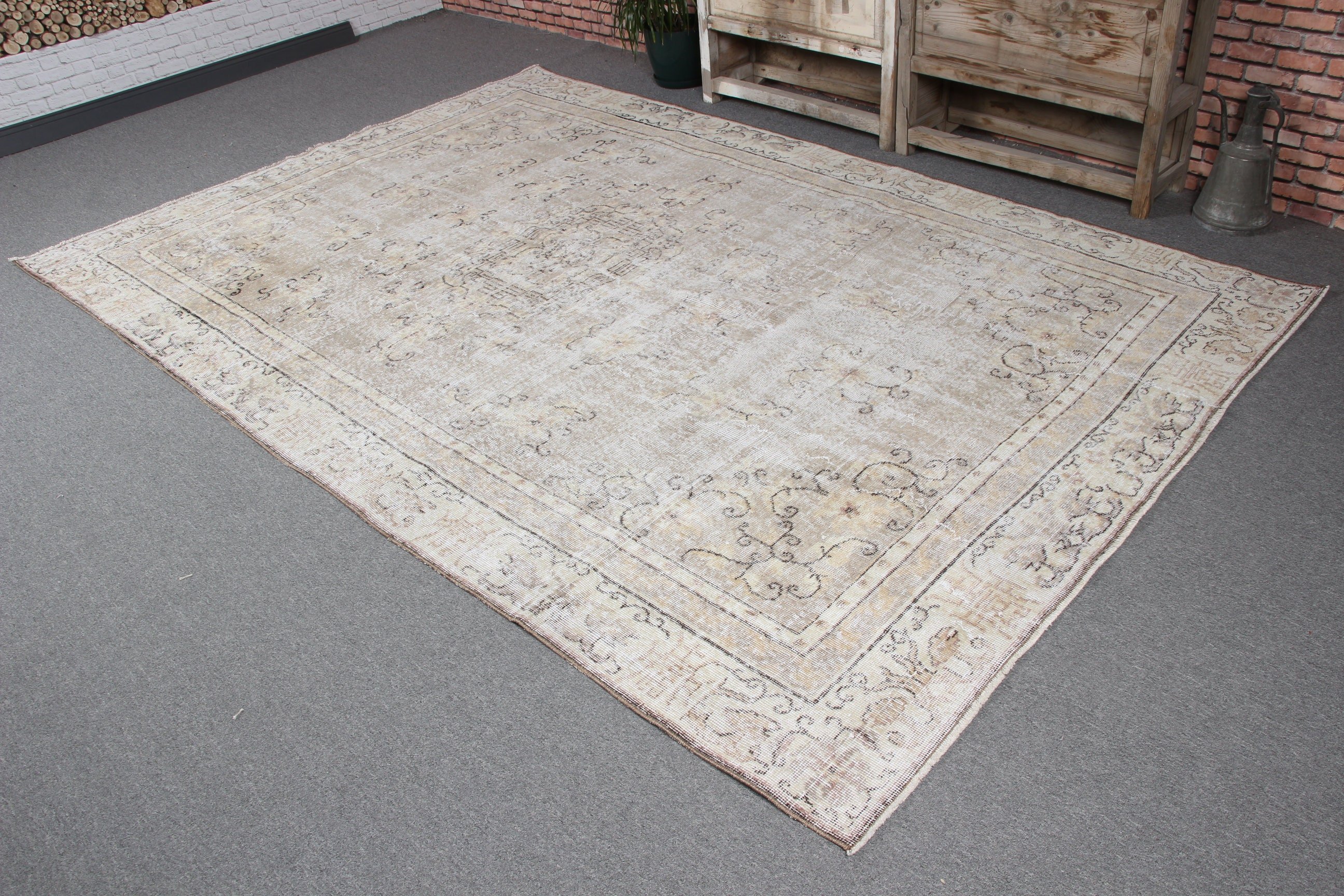 Cool Rugs, Large Oushak Rug, Turkish Rugs, Beige Statement Rugs, 6.2x9.7 ft Large Rugs, Vintage Rug, Modern Rugs, Large Vintage Rugs