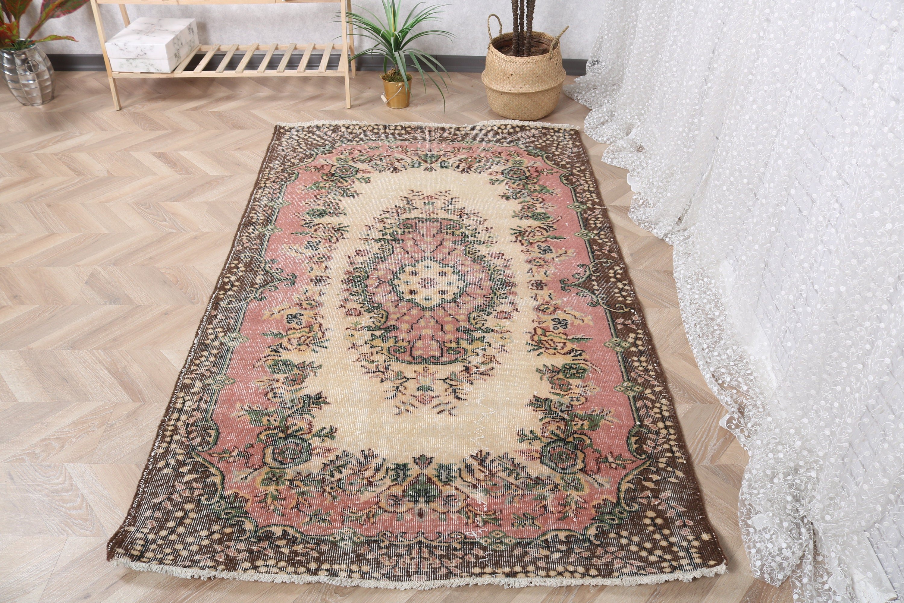 Boho Bölge Halıları, Yer Halıları, Yeşil 4x6,6 ft Alan Halıları, Türk Halısı, Antika Halı, İç Mekan Halıları, Vintage Halı, Açıklama Halısı