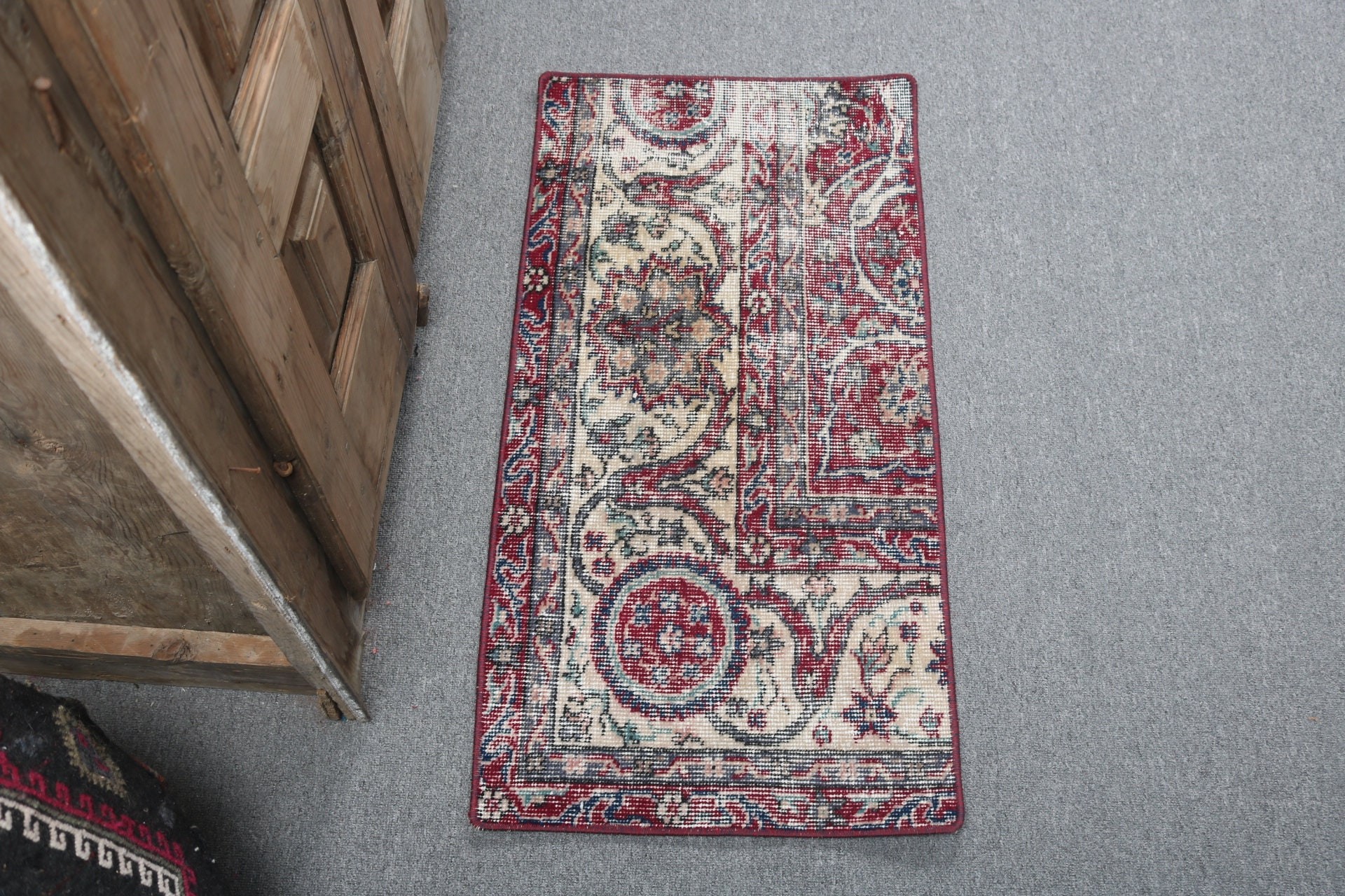 Kitchen Rugs, Modern Rug, Turkish Rugs, Oriental Rug, Red Handwoven Rugs, Vintage Rugs, Door Mat Rugs, 1.5x3 ft Small Rugs