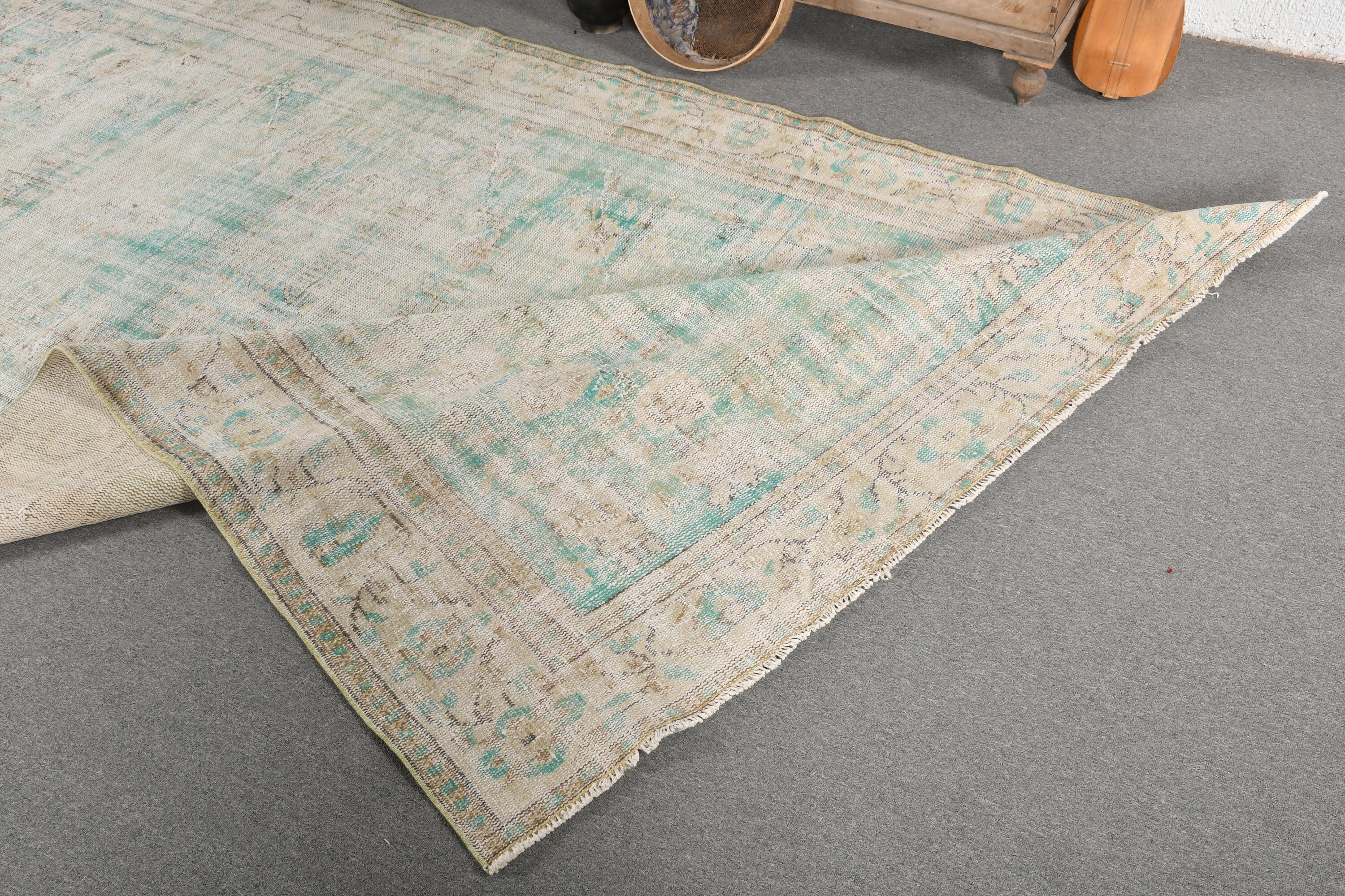 Turkish Rugs, Bedroom Rug, Vintage Rug, Salon Rug, 6.6x10.3 ft Large Rug, Moroccan Rug, Antique Rugs, White Oriental Rug, Rugs for Bedroom