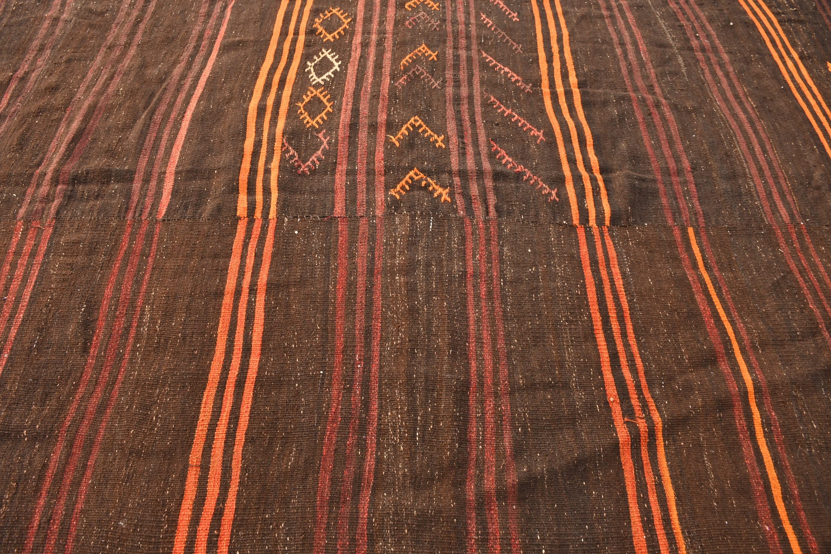 Vintage Halı, 7.5x11.3 ft Büyük Boy Halılar, Fas Halısı, Yün Halısı, Türk Halıları, Yemek Odası Halısı, Kahverengi Fas Halısı, Kilim, Salon Halısı