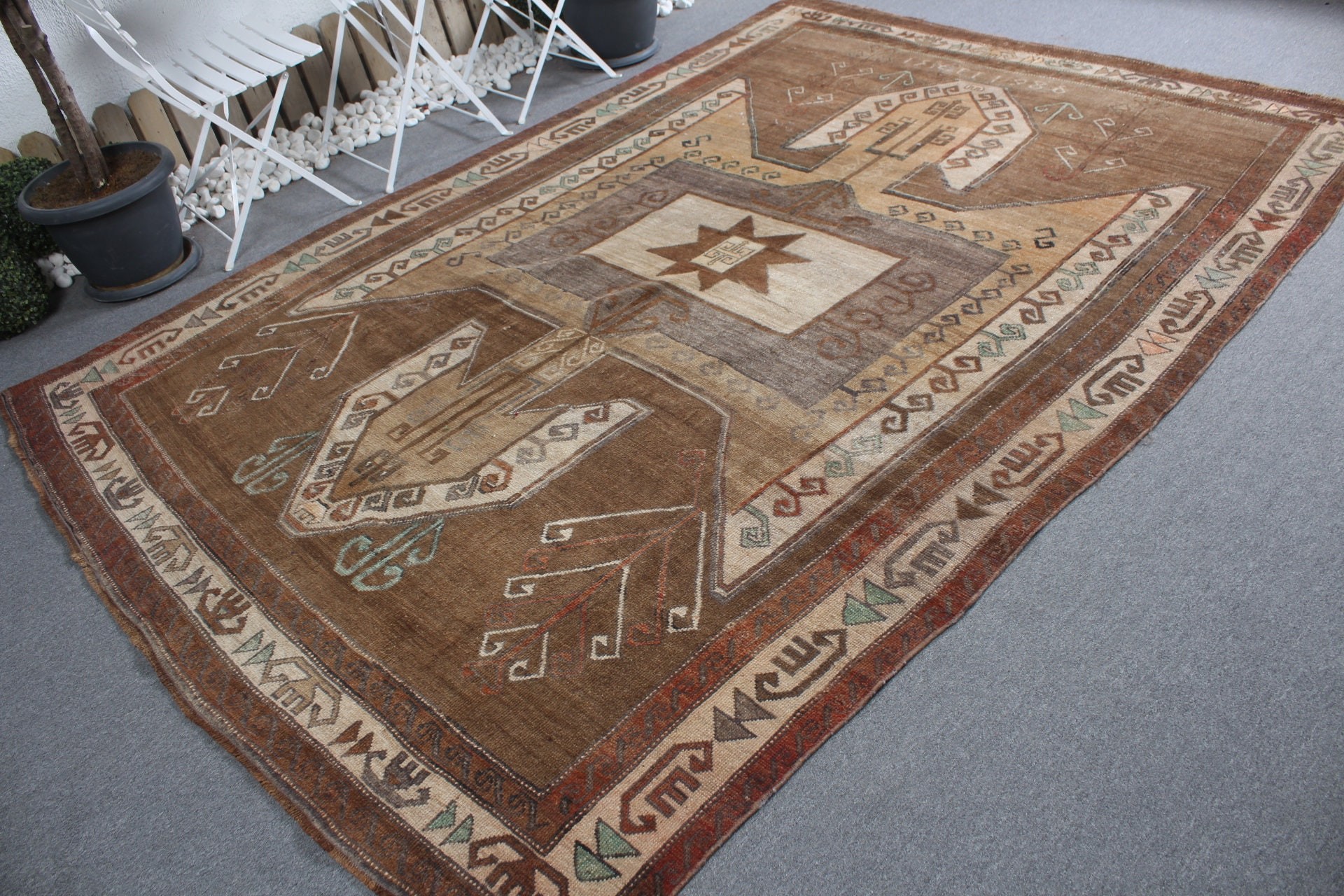 Bedroom Rug, Turkish Rugs, Brown Anatolian Rug, Floor Rug, Home Decor Rugs, Rugs for Salon, 7x10 ft Large Rug, Vintage Rugs, Salon Rugs