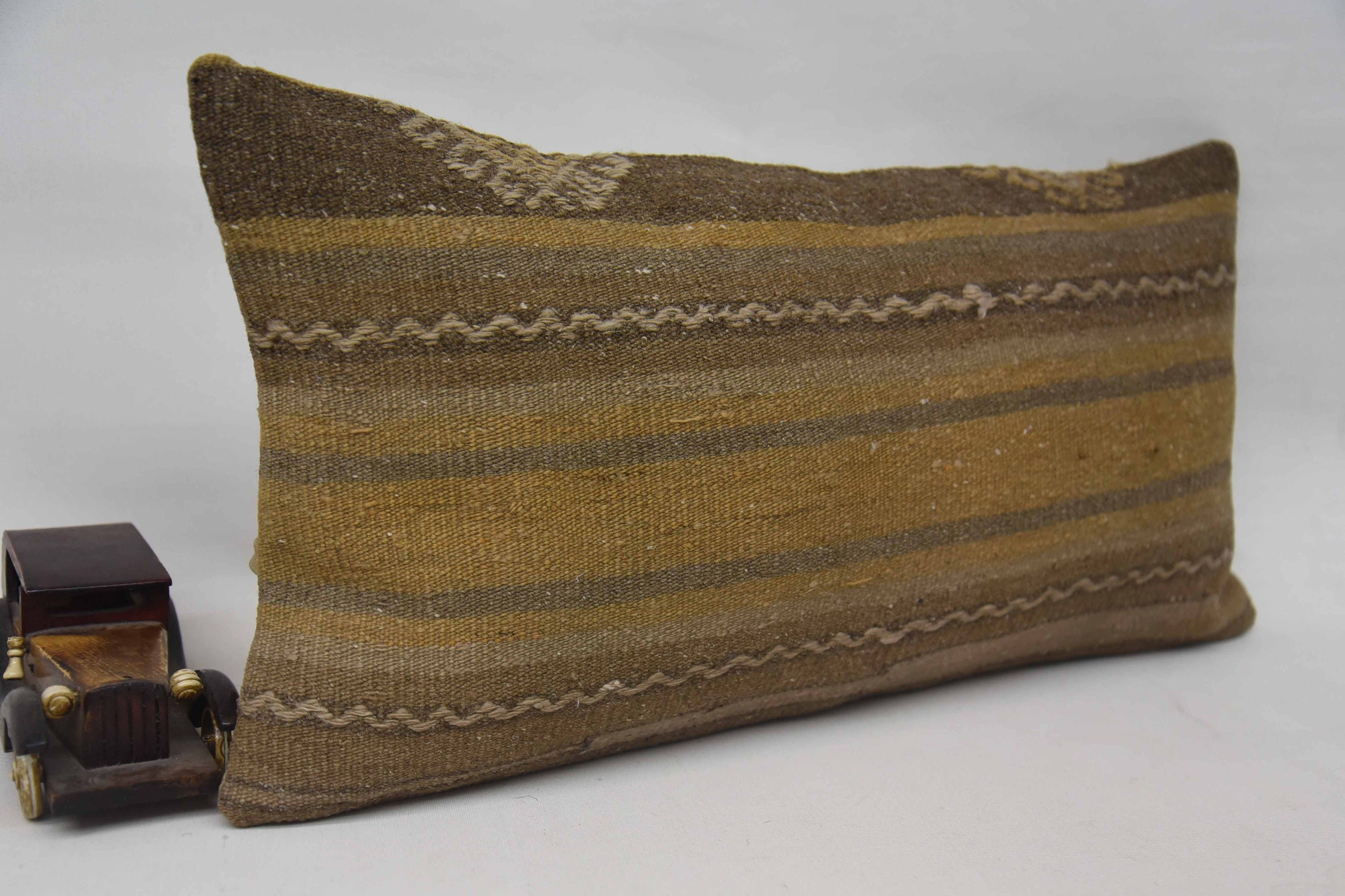 Oriental Pillow, Kilim Pillow Cover, Boho Pillow Sham Cover, Handwoven Cushion Case, 12"x24" Beige Cushion Case, Boho Pillow