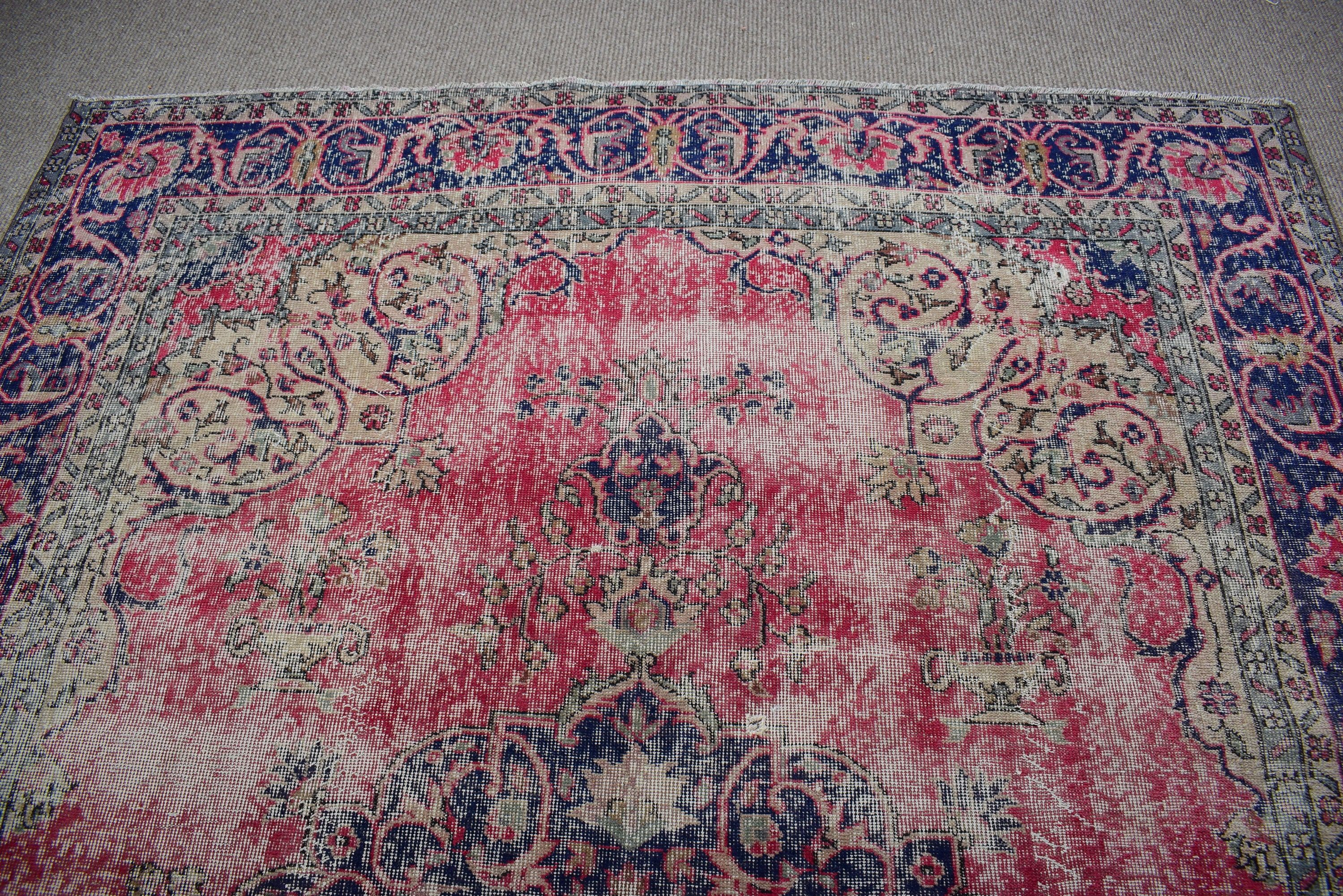 Vintage Halılar, Oushak Halı, Kırmızı Mutfak Halıları, Büyük Boho Halıları, 6,9x10 ft Büyük Halılar, Türk Halıları, Hindi Halısı, El Dokuma Halısı, Oturma Odası Halısı