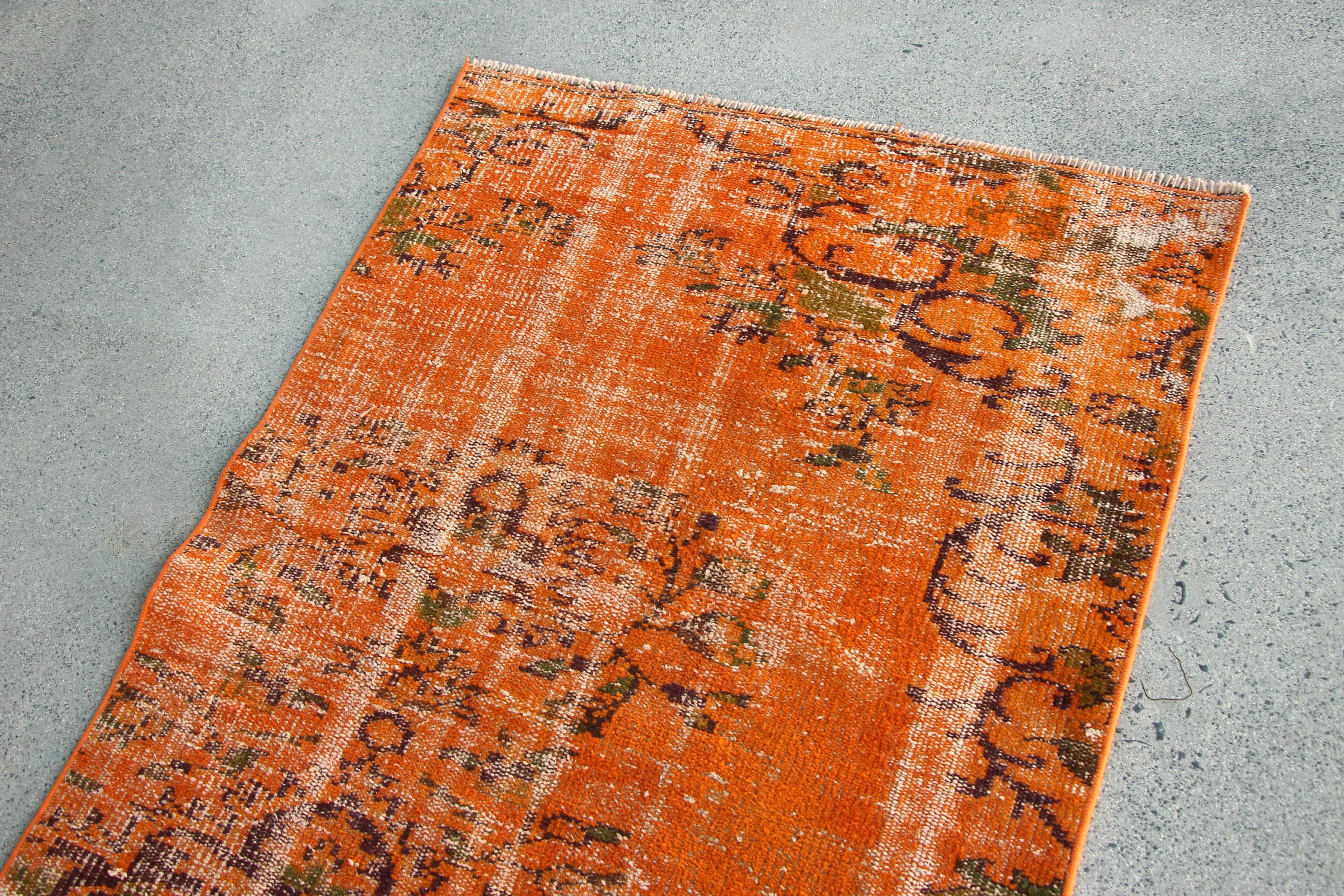 Turkish Rug, Car Mat Rugs, Moroccan Rug, Door Mat Rugs, Bright Rug, Bedroom Rugs, Orange Oriental Rugs, Vintage Rugs, 3.1x4.5 ft Small Rug