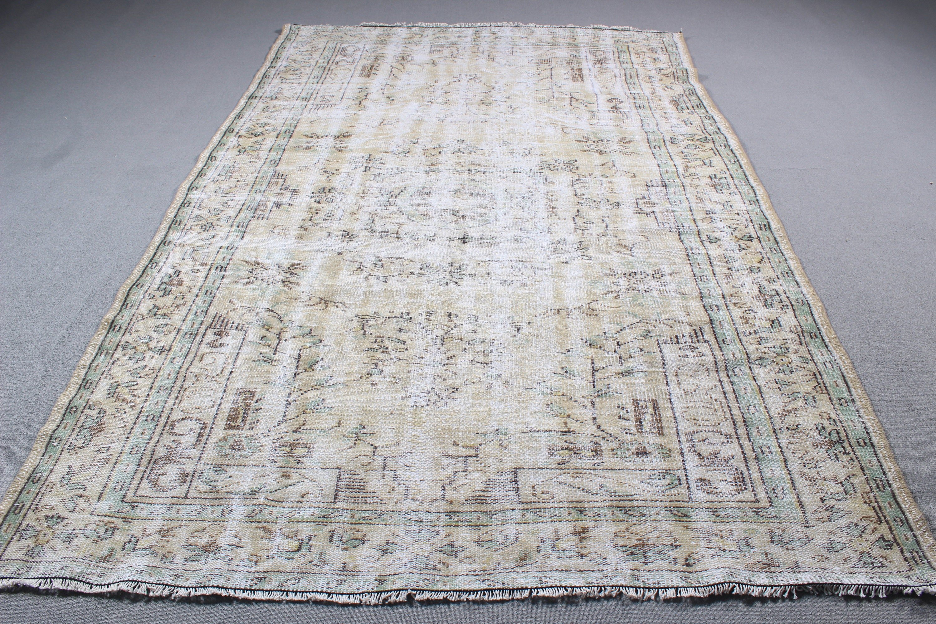 Büyük Oushak Halısı, Türk Halıları, Bej 6.2x8.9 ft Büyük Halılar, Tribal Halılar, Düz Dokuma Halı, Yatak Odası Halısı, Vintage Halılar, Yün Halılar