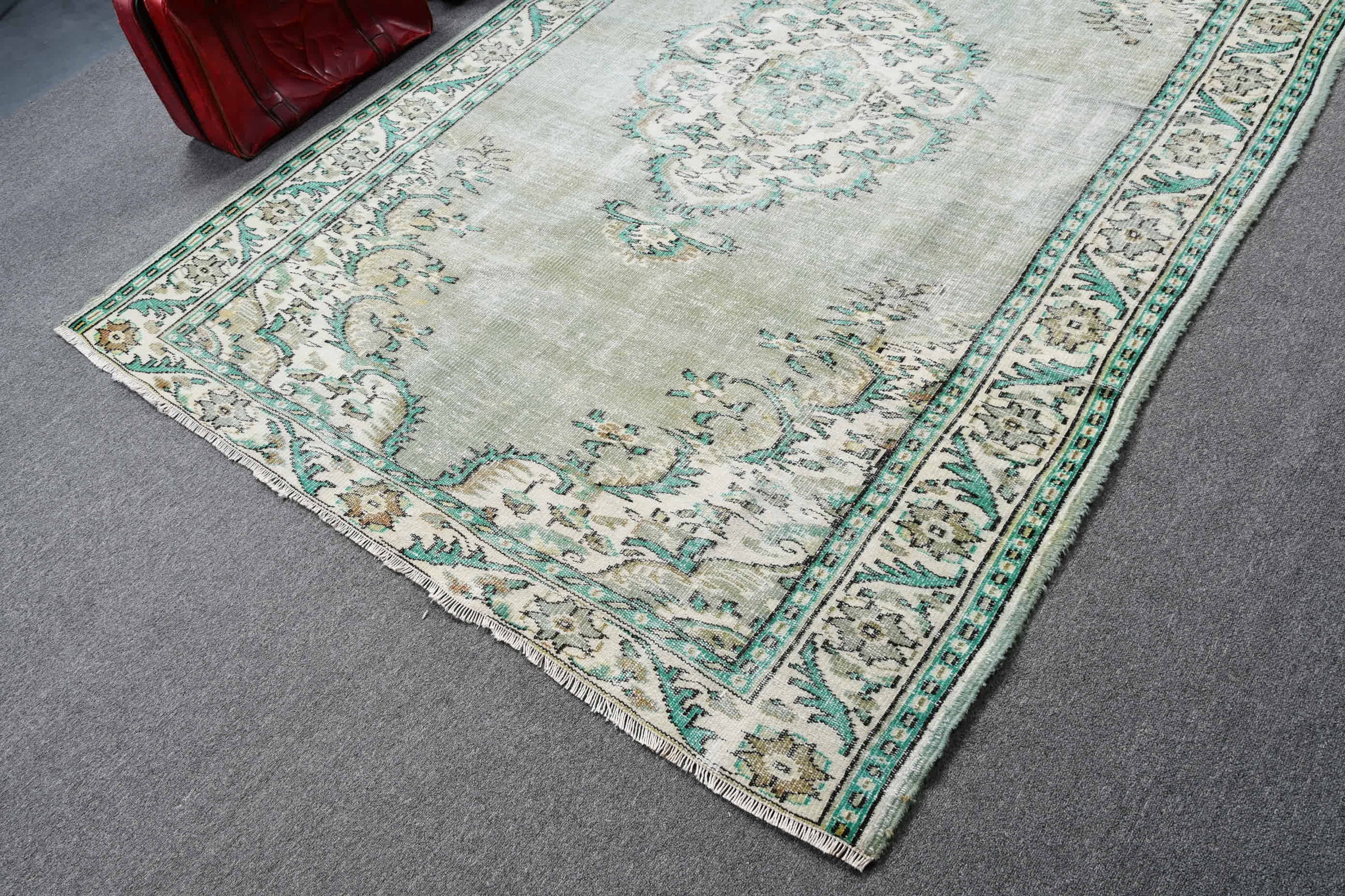 Turkish Rugs, Green Kitchen Rugs, 6.1x9.2 ft Large Rugs, Bedroom Rug, Rugs for Dining Room, Vintage Rugs, Dining Room Rug, Home Decor Rugs