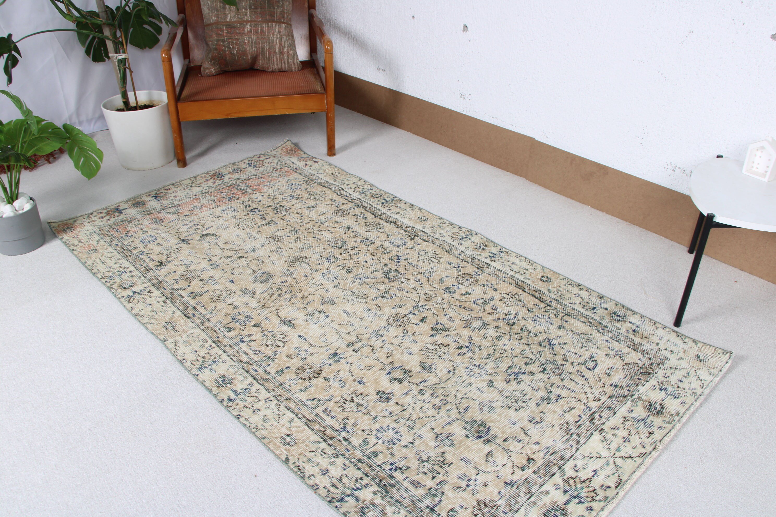 Havalı Halılar, Mutfak Halıları, Türk Halısı, Dekoratif Halılar, Bej Düz Dokuma Halı, 3,4x6,4 ft Vurgulu Halı, Vintage Halılar, Yer Halısı, Lüks Halılar