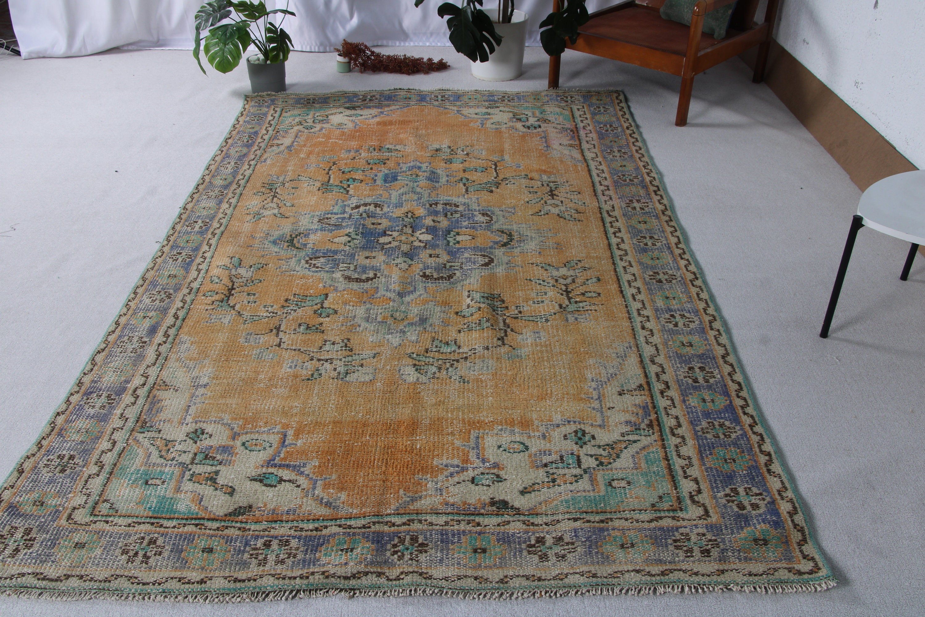 Vintage Halılar, Yemek Odası Halısı, Büyük Boho Halıları, Antika Halı, Düz Dokuma Halılar, Bronz Geometrik Halı, Türk Halısı, 5.3x8.7 ft Büyük Halı