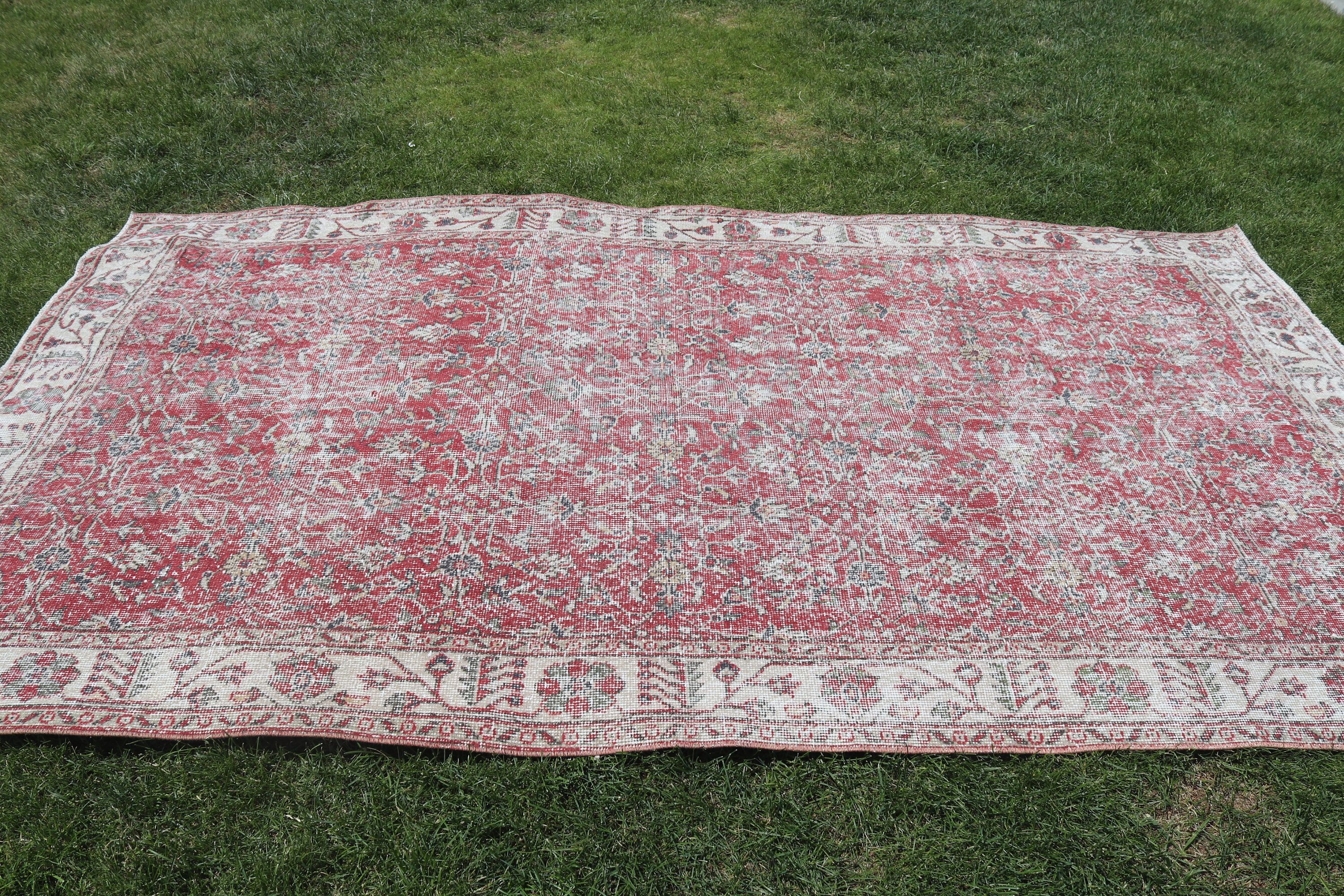 Kırmızı Ev Dekor Halıları, Mutfak Halıları, Türk Halısı, Antika Halılar, Yatak Odası Halıları, Vintage Halılar, 5.3x9.3 ft Büyük Halılar, Büyük Vintage Halı