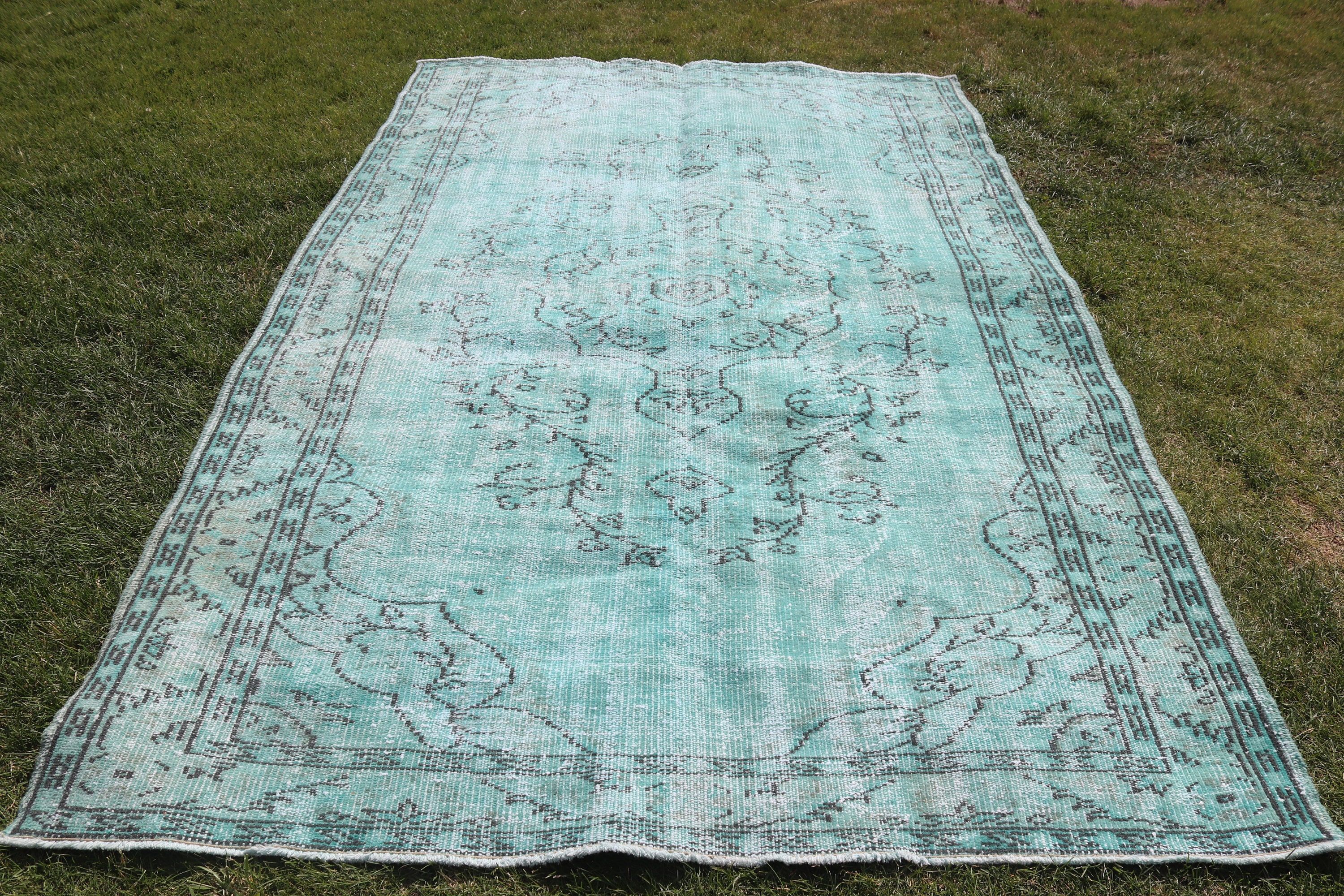 Vintage Halı, Türk Halısı, Mavi Geometrik Halılar, Ev Dekorasyonu Halıları, 5.6x8.6 ft Büyük Halı, Yatak Odası Halıları, Yemek Odası Halısı, Yer Halıları, Lüks Halı