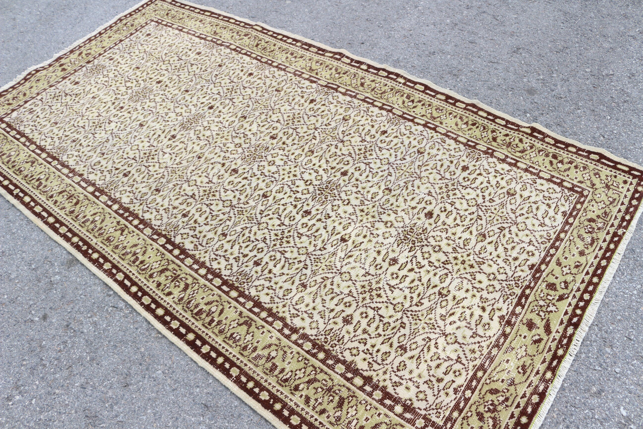 4.3x7.9 ft Area Rug, Brown Anatolian Rugs, Kitchen Rugs, Vintage Rug, Floor Rug, Oushak Rug, Living Room Rug, Turkish Rugs, Rugs for Floor