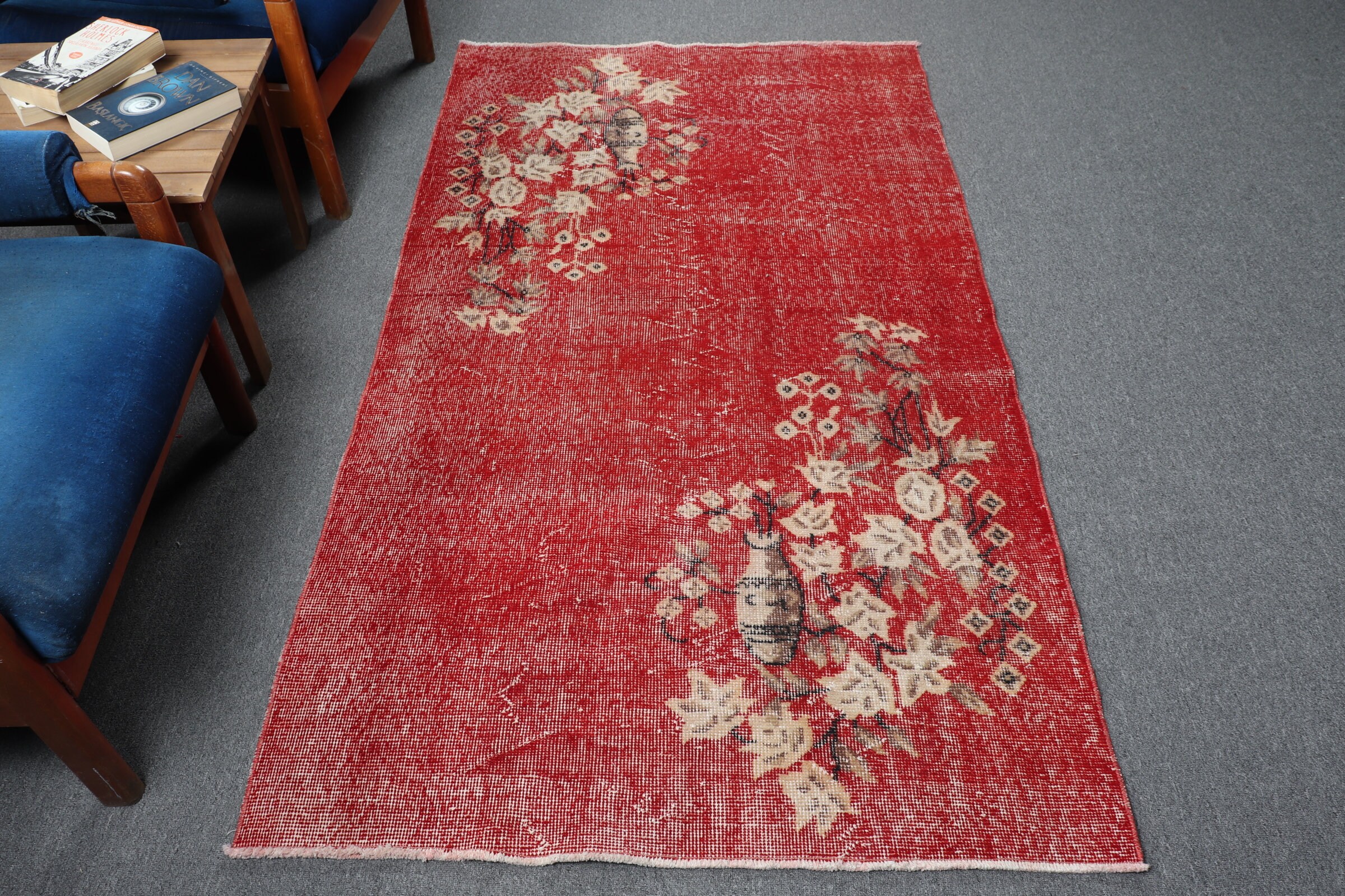 Red Kitchen Rug, 3.6x6.5 ft Accent Rug, Home Decor Rugs, Turkish Rug, Entry Rug, Bedroom Rugs, Rugs for Kitchen, Vintage Rug, Wool Rug