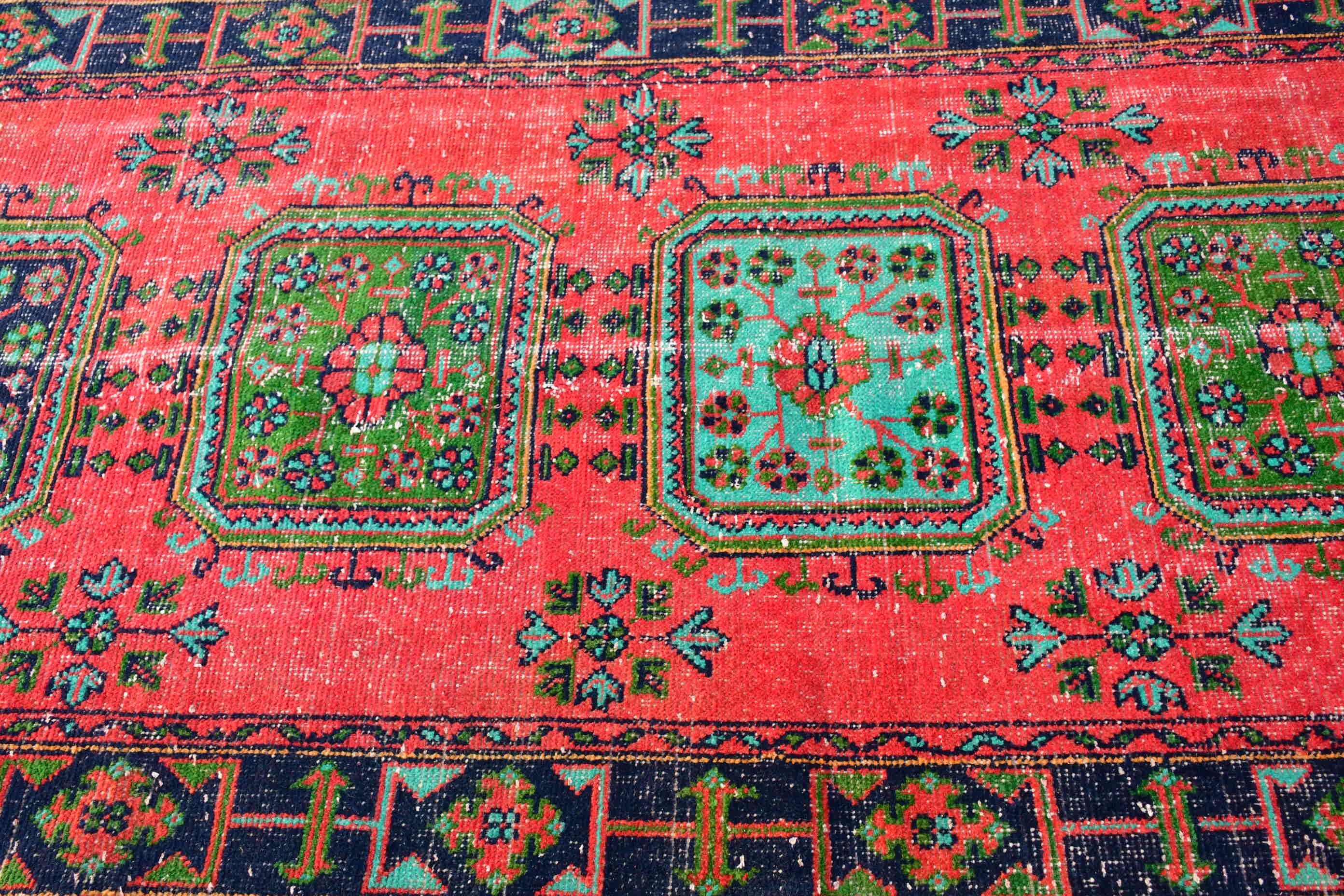 Oriental Rugs, 4.2x10.5 ft Runner Rugs, Corridor Rugs, Turkish Rug, Wool Rug, Hallway Rugs, Red Antique Rug, Vintage Rugs, Rugs for Runner