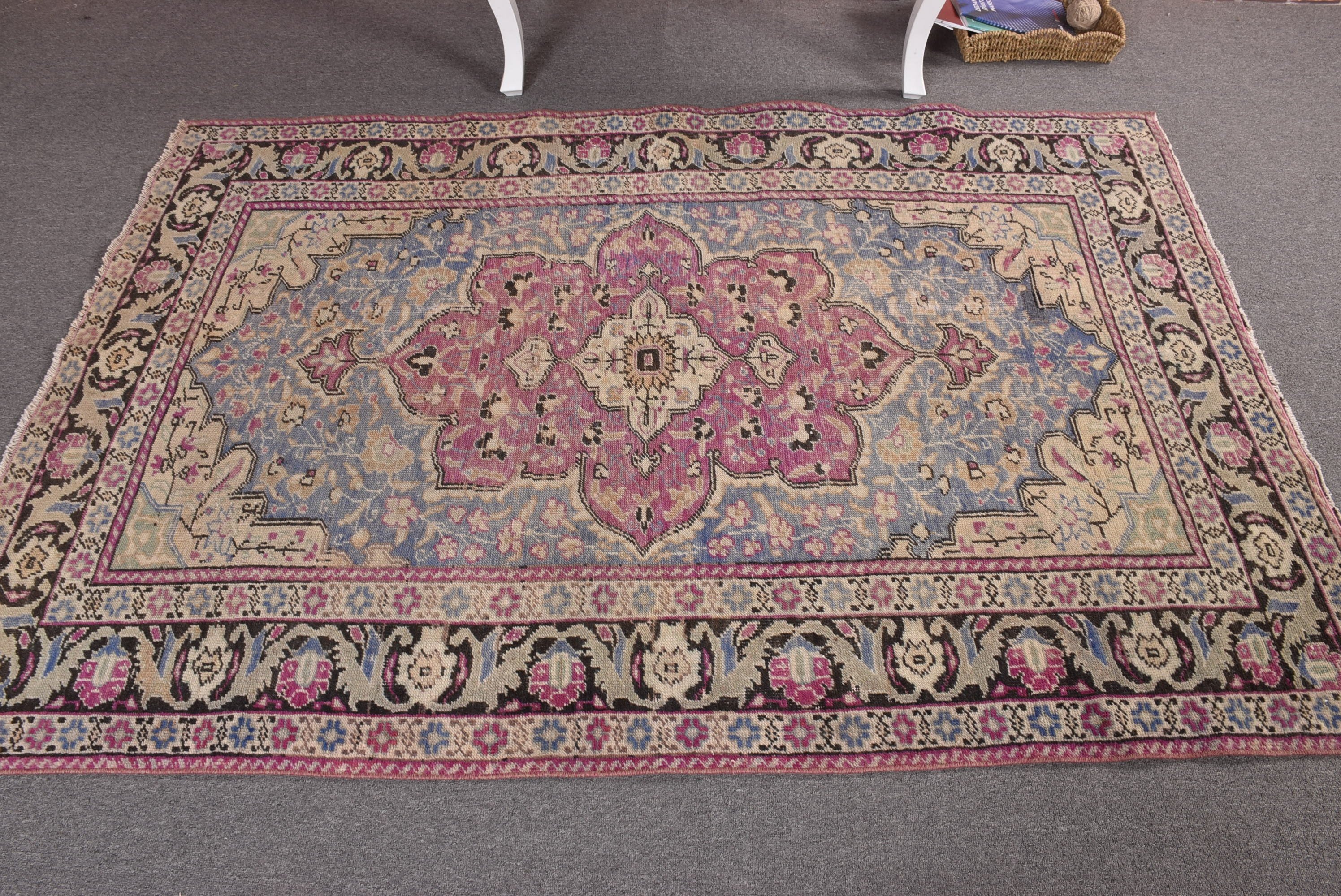 4.3x6.5 ft Area Rug, Pink Neutral Rugs, Kitchen Rug, Bedroom Rugs, Vintage Rugs, Turkish Rugs, Office Rugs, Rugs for Kitchen