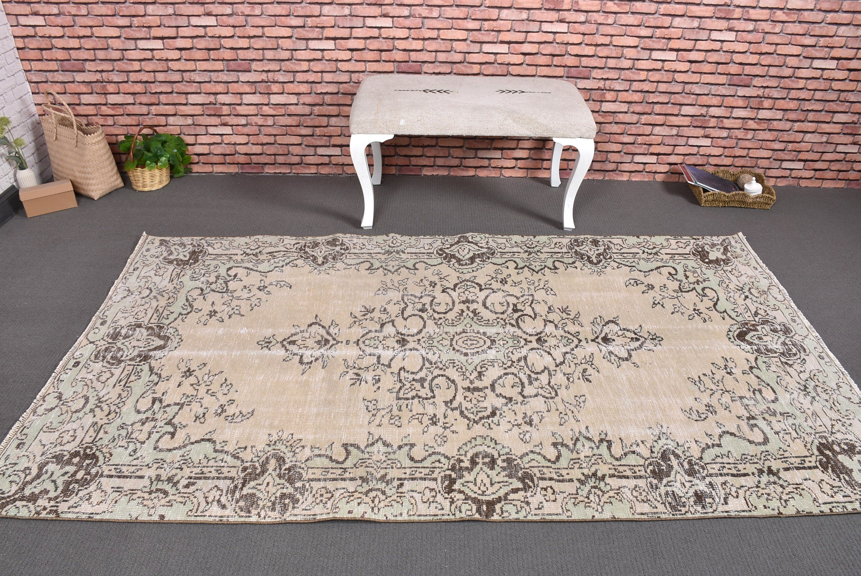 Rugs for Dining Room, Vintage Rugs, Beige Boho Rugs, Cool Rug, Turkish Rug, 4.5x7.8 ft Area Rug, Luxury Rug, Vintage Area Rug, Exotic Rugs