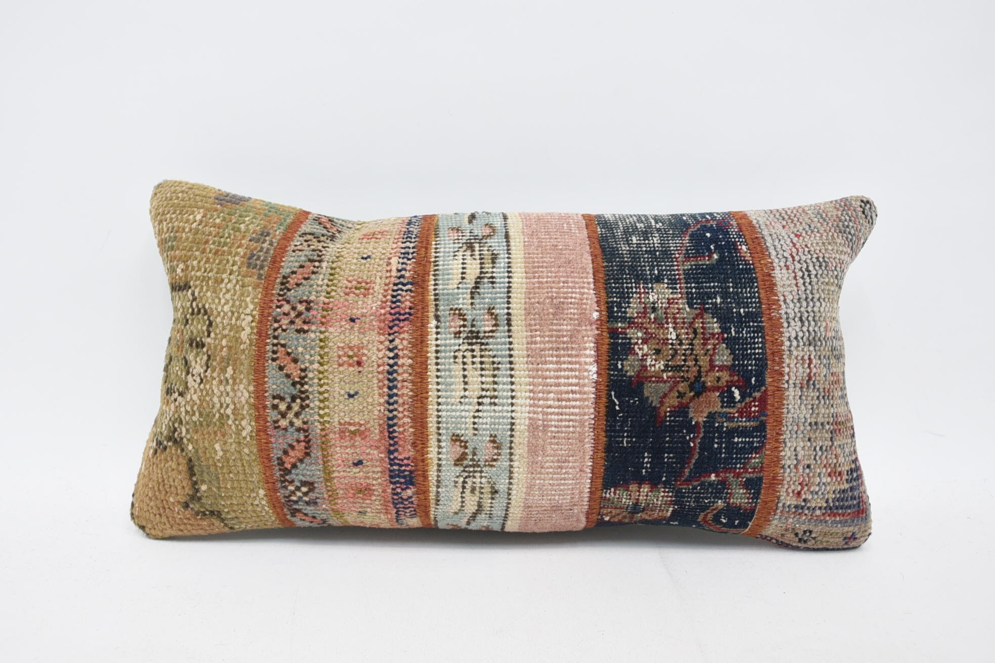 Antique Pillows, Kilim Pillow, Bohemian Cushion Cushion Case, Vintage Kilim Throw Pillow, 12"x24" Beige Pillow, Bed Pillow Case