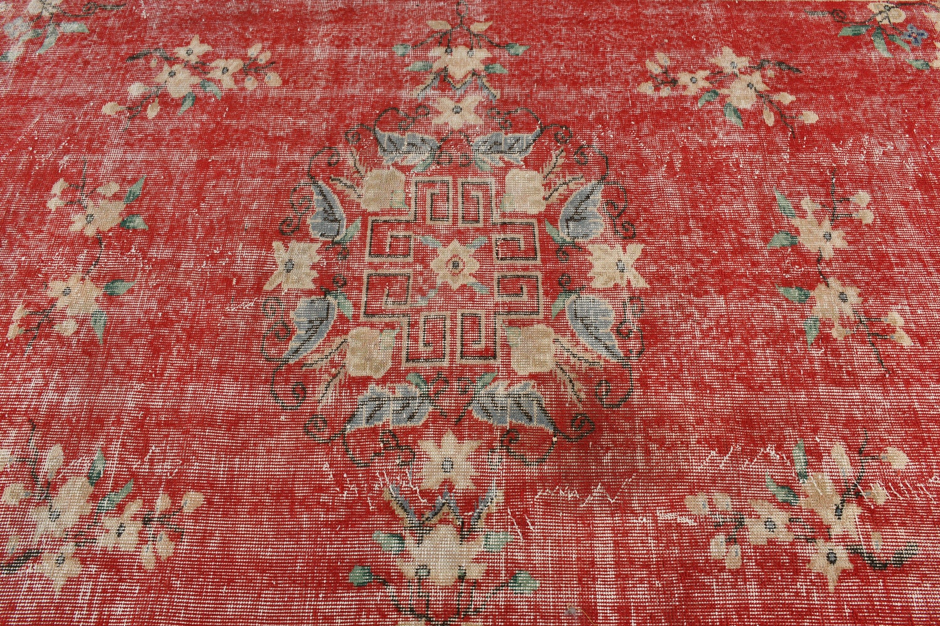 Bedroom Rug, Red Oriental Rug, Rugs for Bedroom, Oriental Rug, 6x9.6 ft Large Rug, Turkish Rugs, Vintage Rugs, Home Decor Rug, Salon Rugs