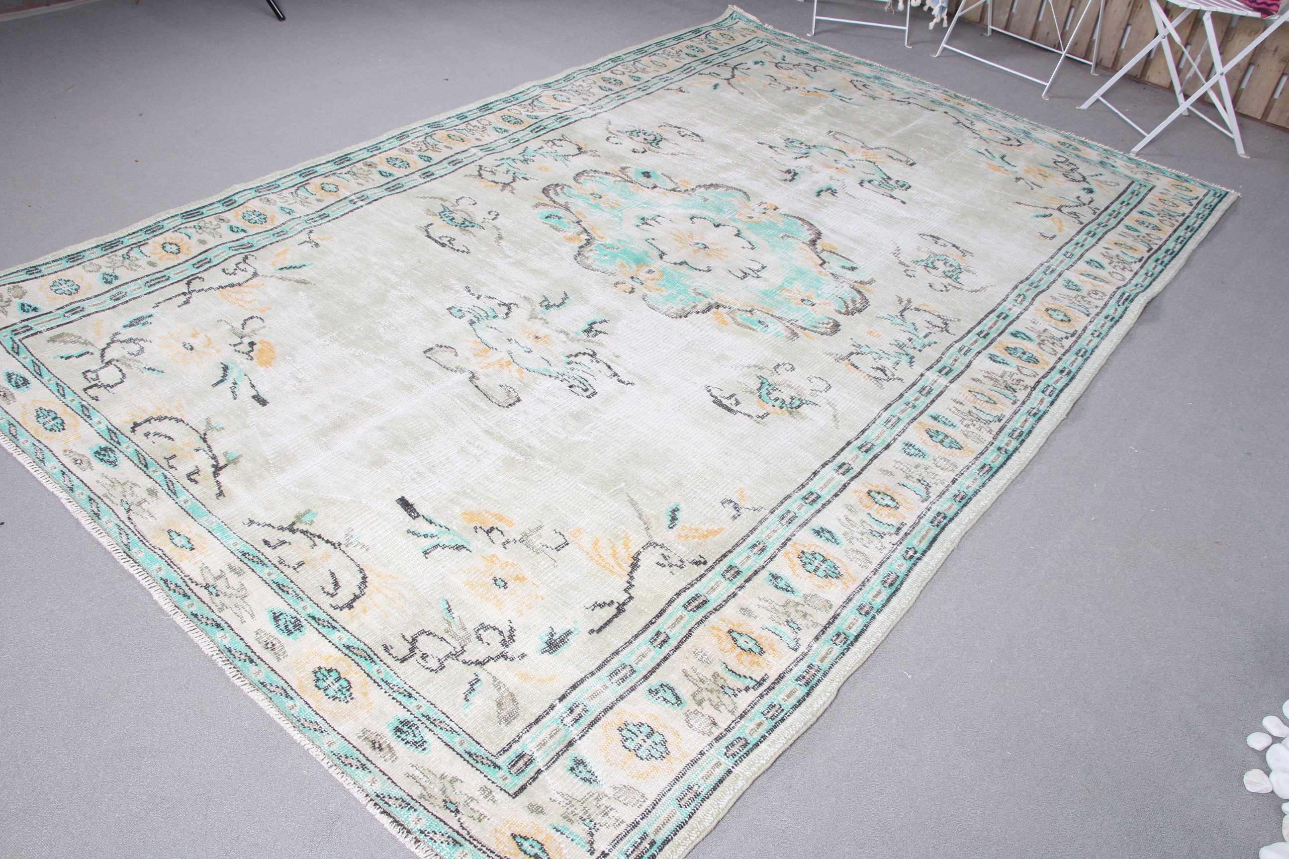 Vintage Rugs, Oushak Rugs, Salon Rugs, Antique Rugs, 6.2x9.7 ft Large Rug, Beige Cool Rug, Living Room Rug, Turkish Rug, Rugs for Bedroom