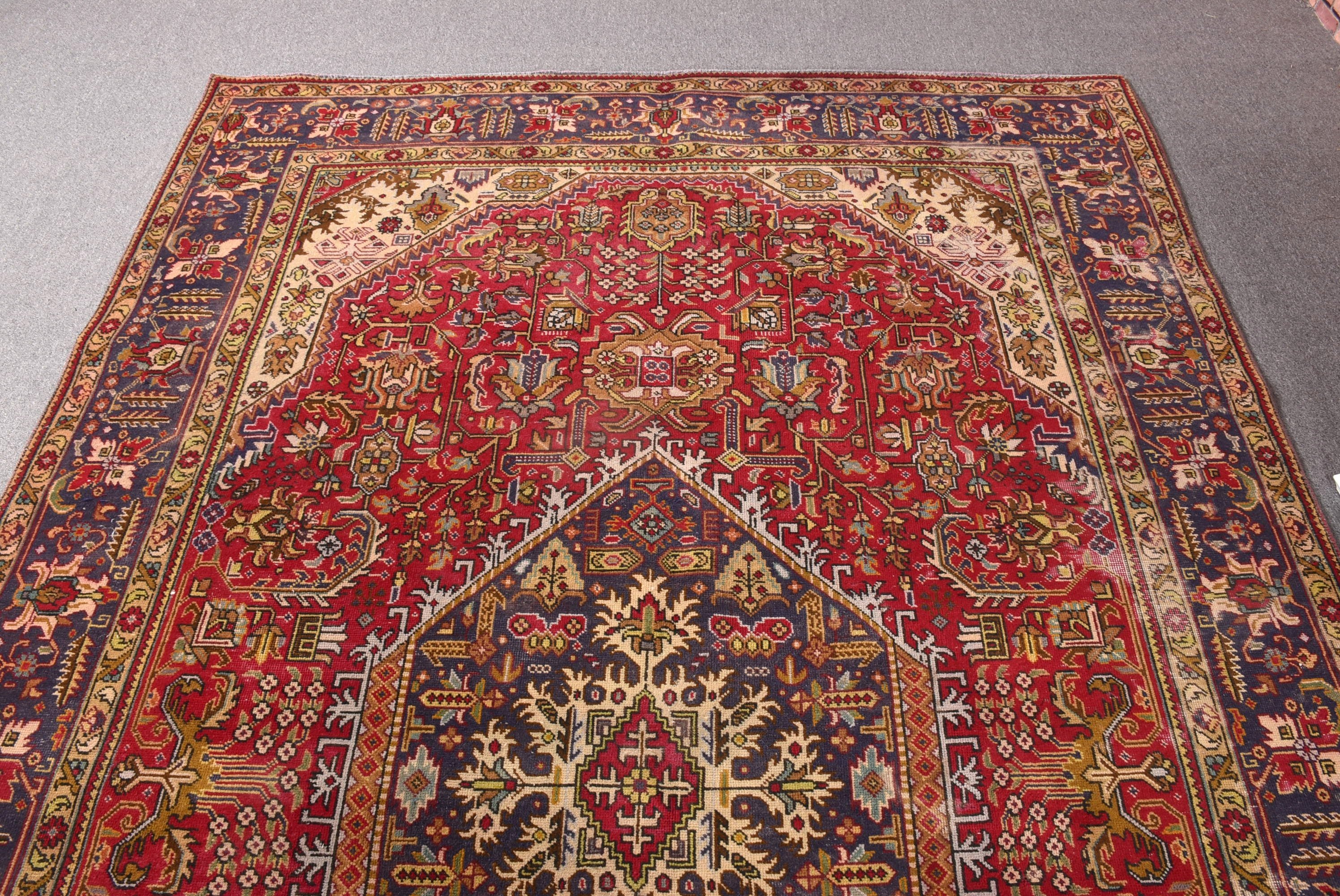 Türk Halısı, Yatak Odası Halıları, Büyük Oushak Halıları, Vintage Halı, Kırmızı Antika Halılar, 6.5x9.6 ft Büyük Halılar, Boho Halısı, Etnik Halılar, Oryantal Halı