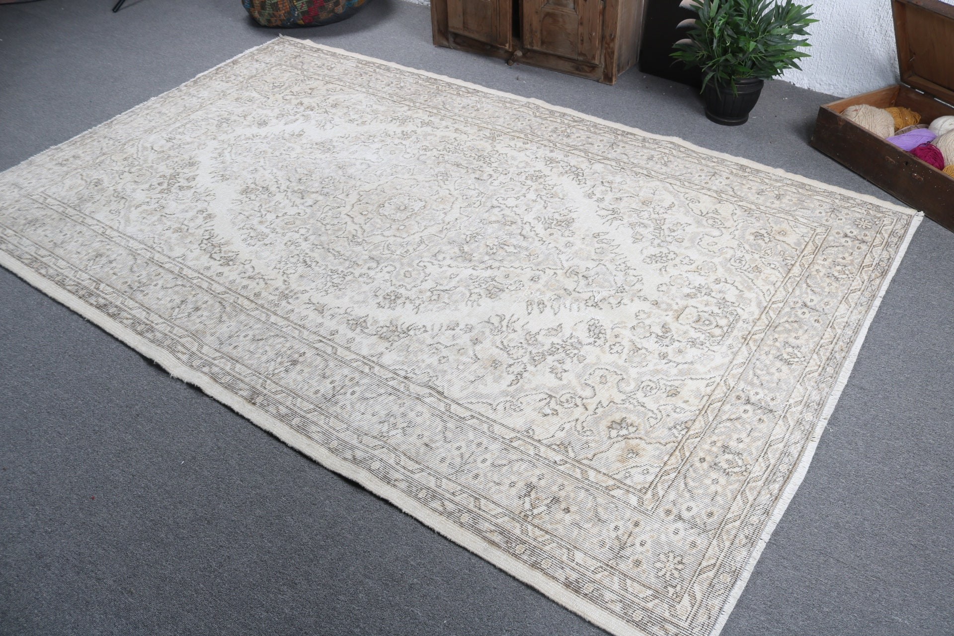 5.5x9 ft Büyük Halı, Salon Halısı, Türk Halısı, Düz Dokuma Halı, Bej Modern Halılar, Estetik Halı, Oryantal Halı, Oturma Odası Halısı, Vintage Halılar