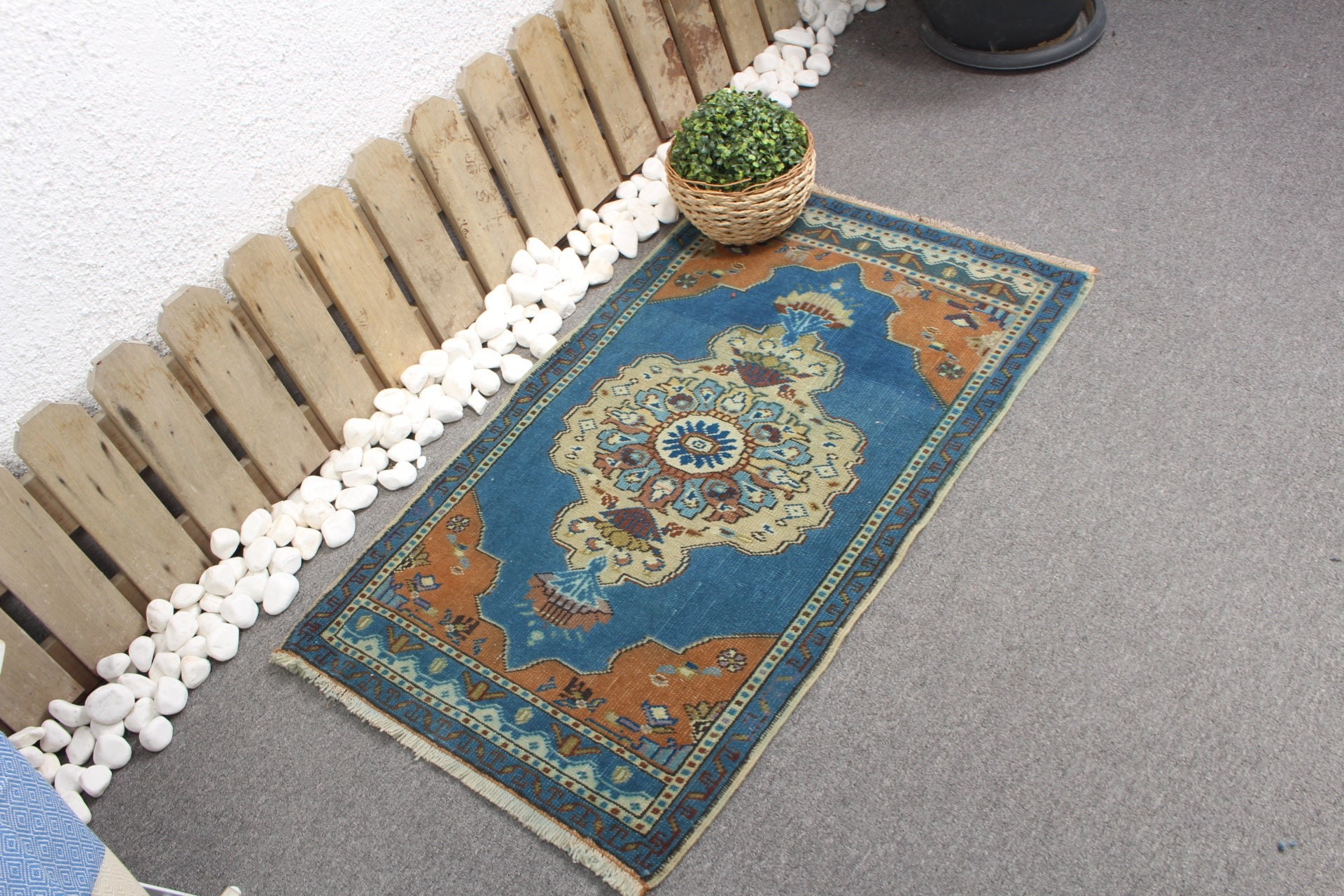 Blue Home Decor Rug, 2x3.4 ft Small Rug, Pale Rug, Rugs for Bedroom, Floor Rug, Turkish Rug, Wall Hanging Rug, Bedroom Rug, Vintage Rug