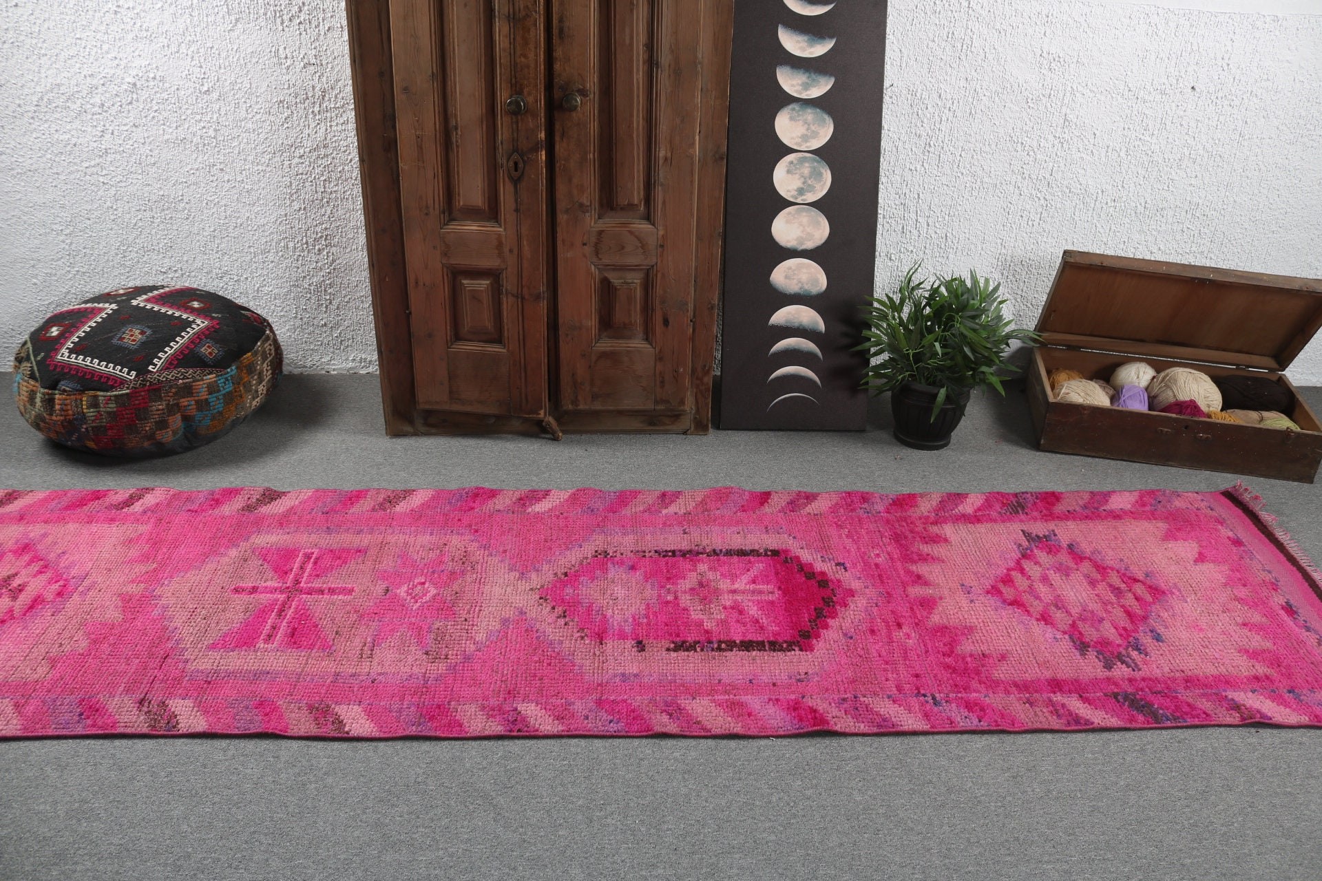 Turkish Rugs, Rugs for Stair, Hallway Rug, Office Rugs, Pink Luxury Rug, 2.8x10.8 ft Runner Rugs, Kitchen Rug, Anatolian Rug, Vintage Rug