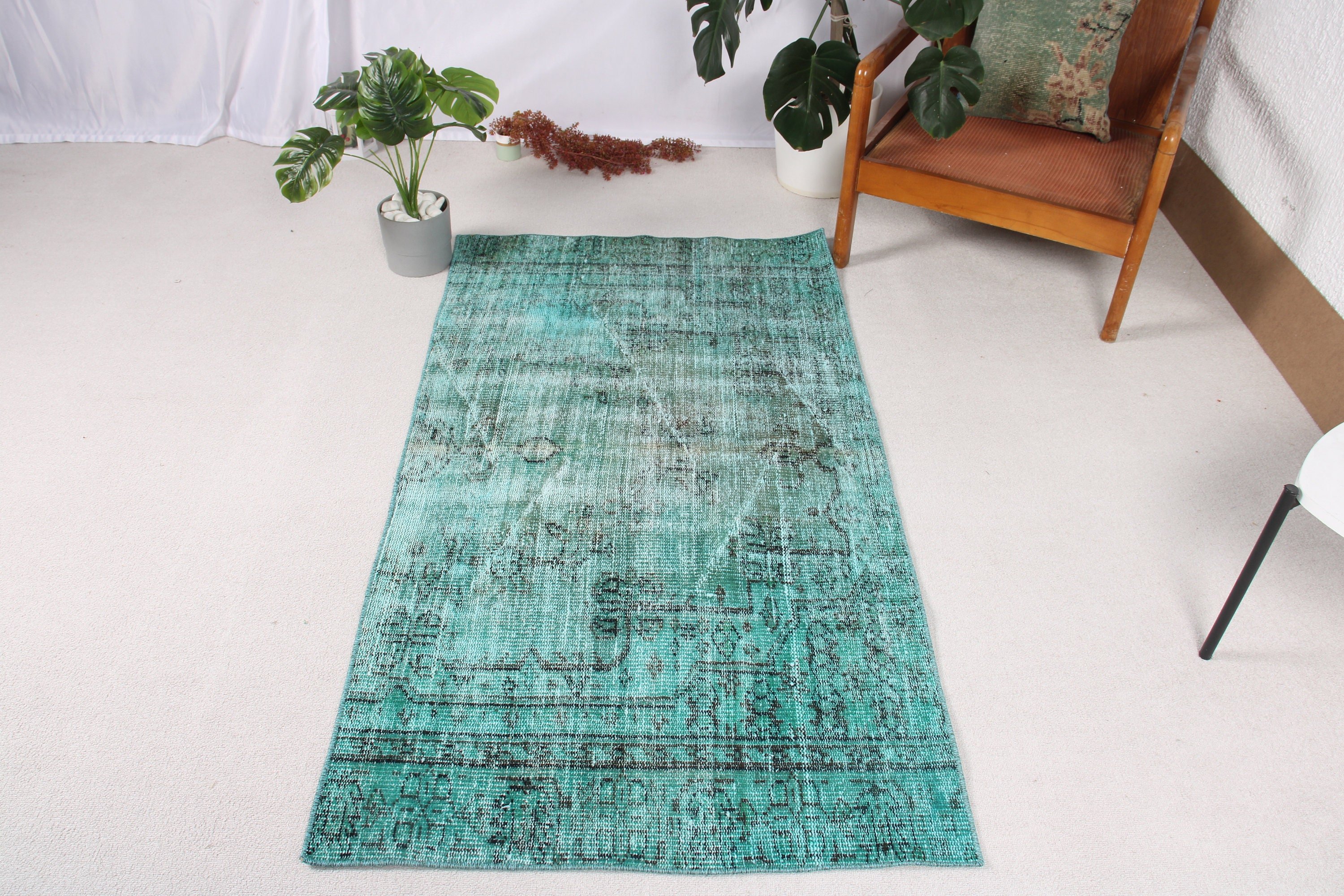 Entry Rugs, 3x5.3 ft Accent Rug, Oushak Rug, Rugs for Boho Accent, Antique Rug, Turkish Rugs, Green Oriental Rugs, Tribal Rug, Vintage Rug