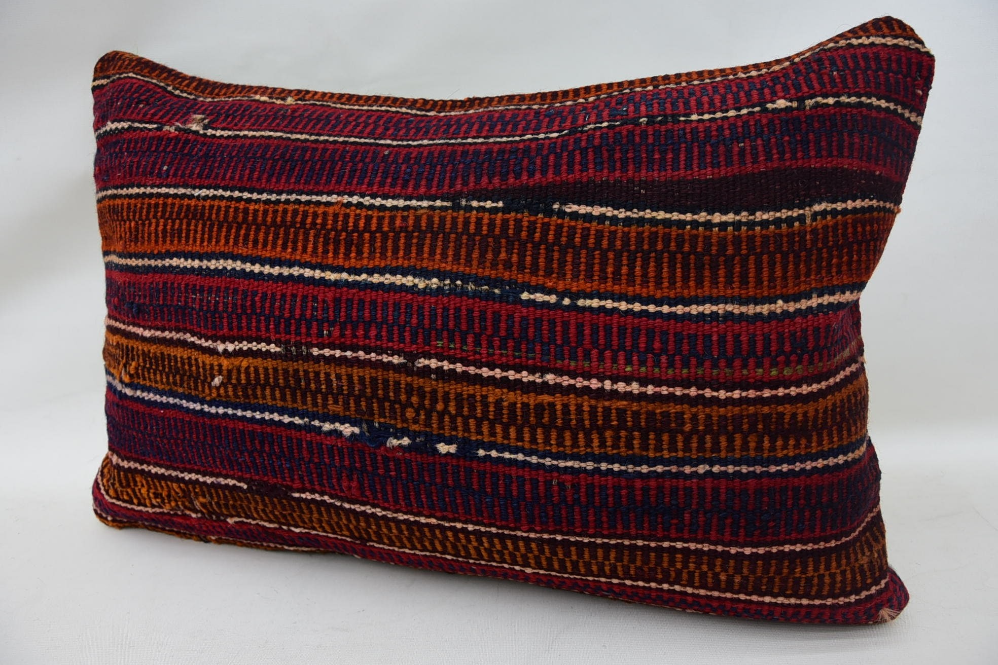 Vintage Kilim Throw Pillow, 16"x24" Red Pillow Case, Meditation Pillow Sham, Pillow for Sofa, Home Decor Pillow, Nautical Throw Cushion