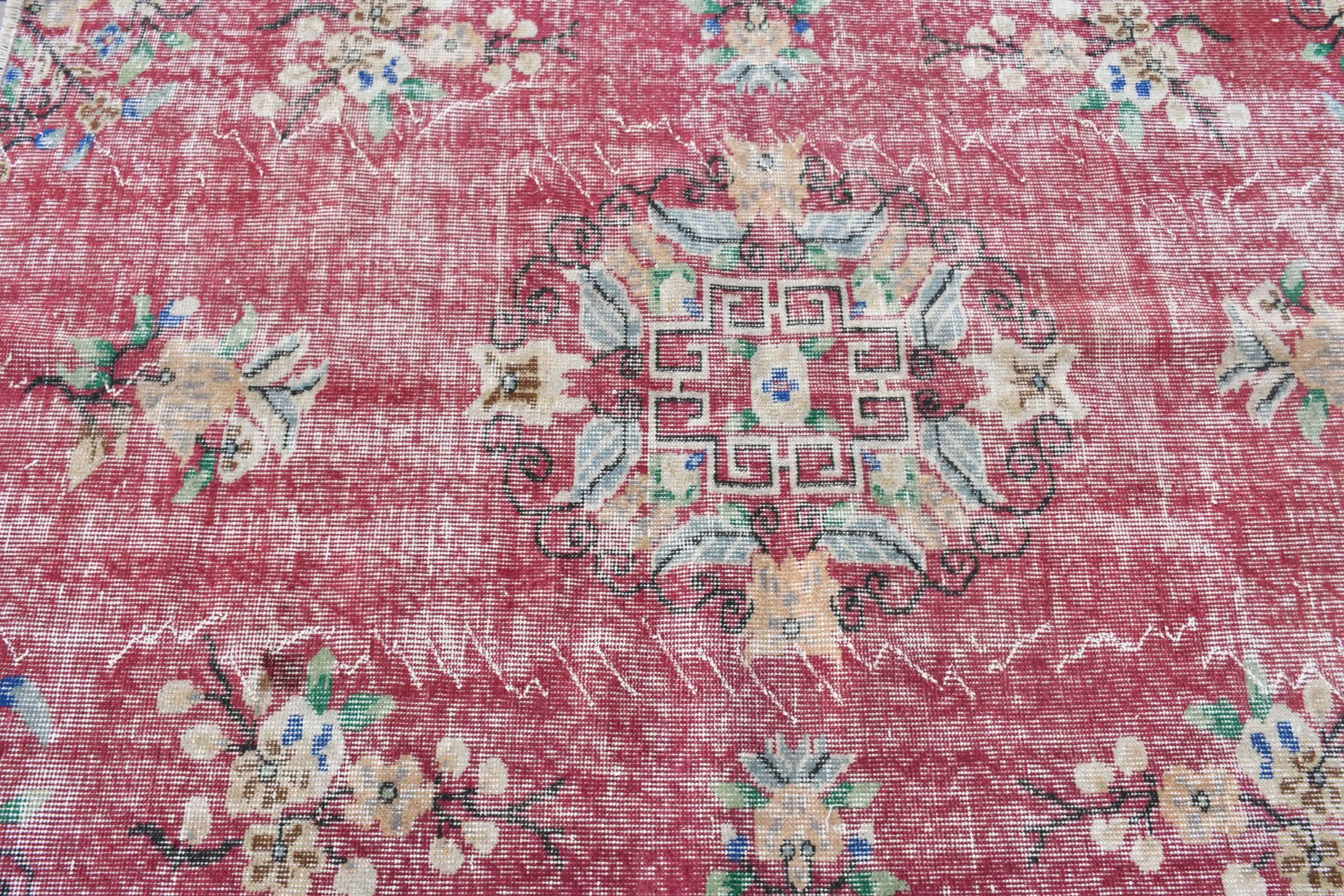 Vintage Rugs, Rugs for Entry, Vintage Decor Rug, Kitchen Rug, Turkish Rug, 3.7x6 ft Accent Rug, Bedroom Rug, Red Moroccan Rug, Moroccan Rug