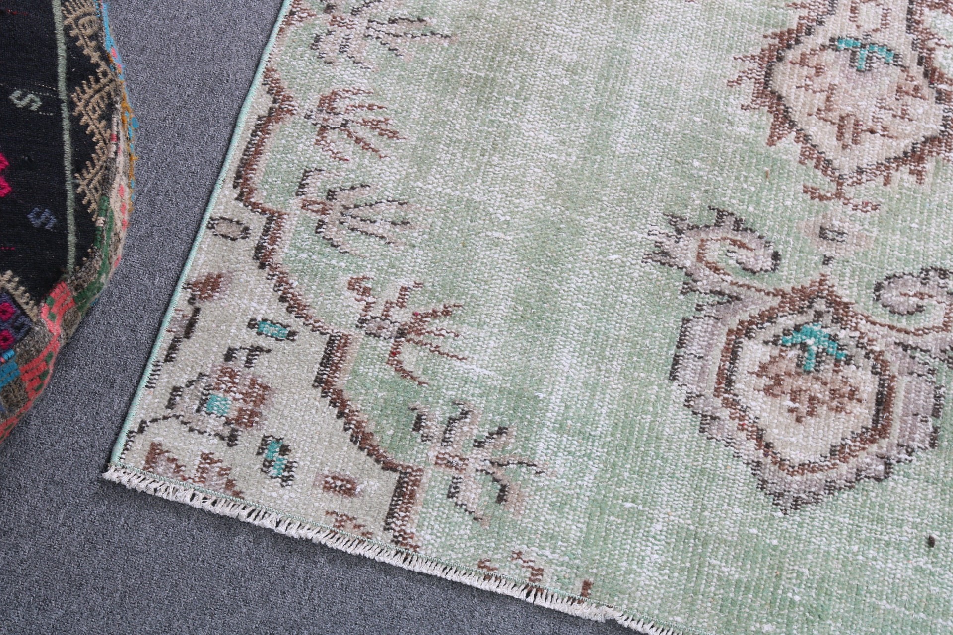 Exotic Rug, Turkish Rugs, Oushak Rugs, Green Oushak Rug, Nursery Rugs, Vintage Rug, Oriental Rug, 3.7x5.6 ft Accent Rugs, Kitchen Rugs