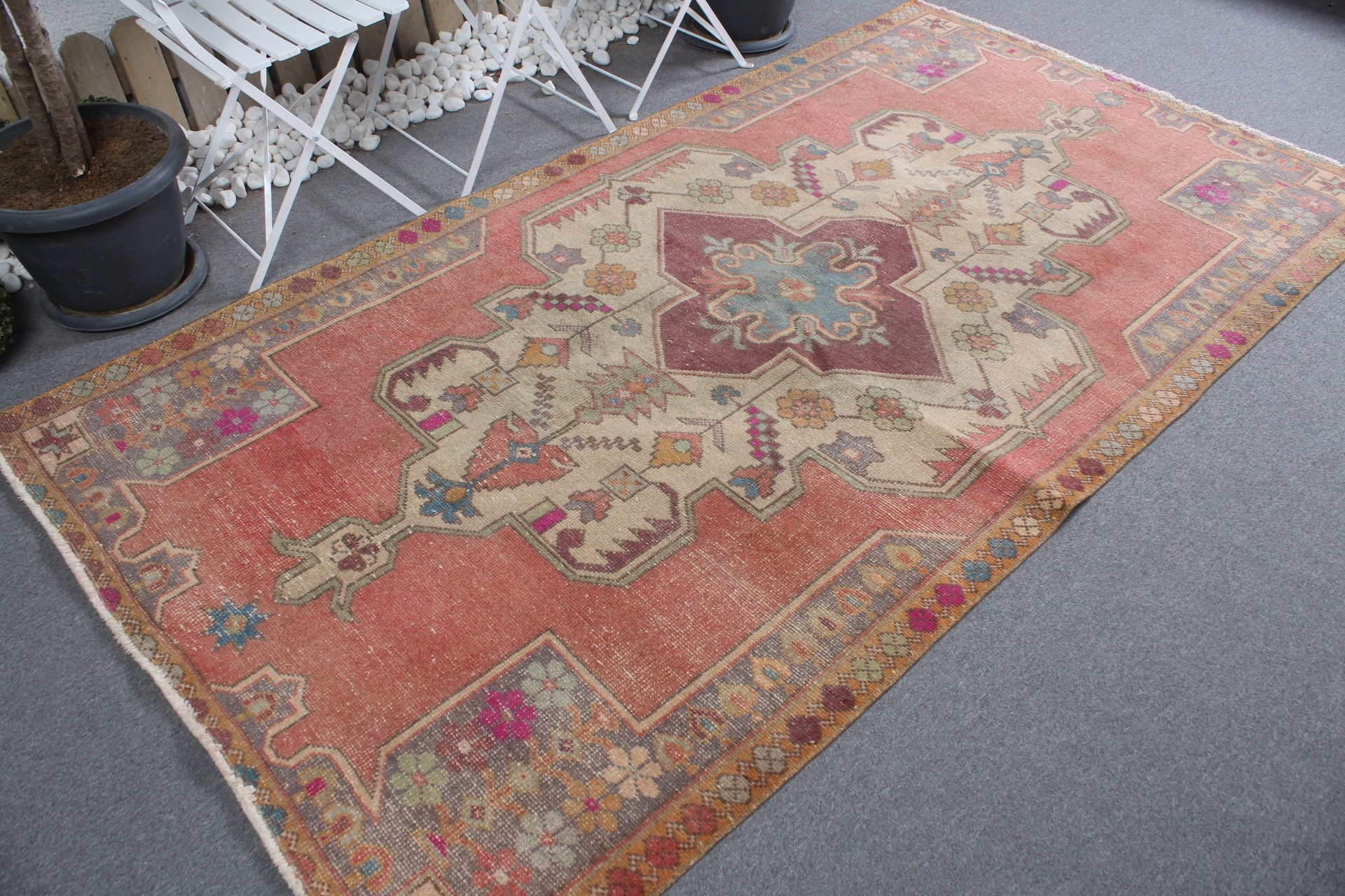 Vintage Rugs, Dining Room Rug, Muted Rug, Home Decor Rugs, 4.7x8.8 ft Large Rug, Salon Rugs, Turkish Rug, Red Cool Rug