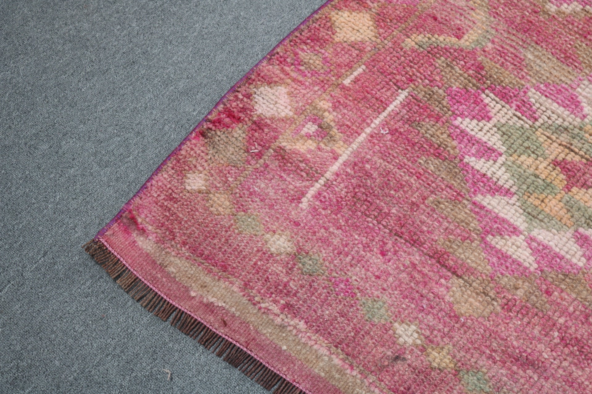 Pink Oriental Rugs, Kitchen Rugs, Vintage Rug, Aesthetic Rug, Hallway Rug, 2.7x11.6 ft Runner Rugs, Stair Rug, Luxury Rugs, Turkish Rug