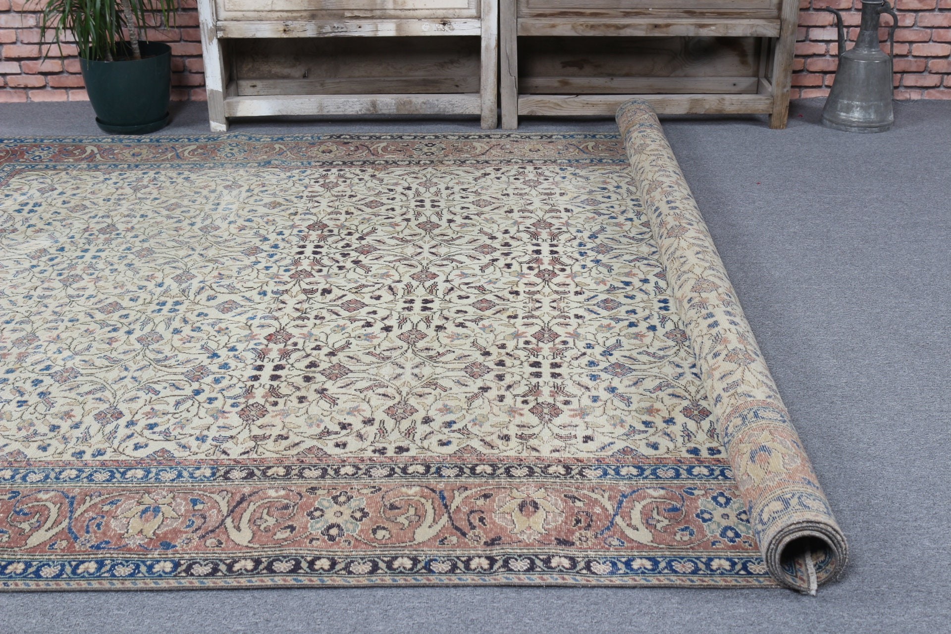 6.3x9.7 ft Large Rug, Beige Bedroom Rug, Vintage Rug, Rugs for Salon, Salon Rug, Dining Room Rug, Turkish Rug, Floor Rug