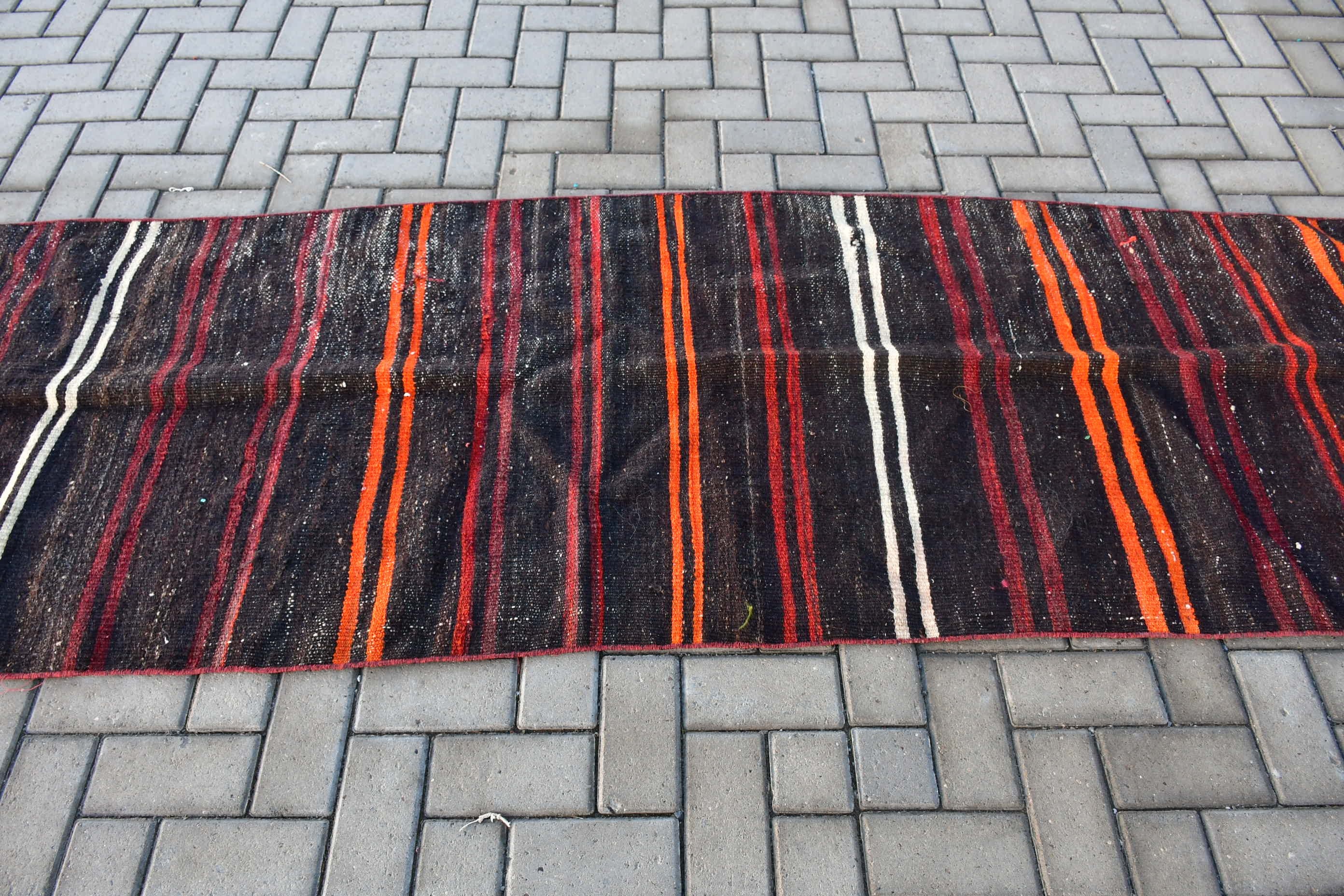 Turkish Rug, Floor Rugs, Kilim, 2.8x10.8 ft Runner Rugs, Art Rug, Stair Rug, Brown Moroccan Rug, Vintage Rug, Home Decor Rugs, Hallway Rugs