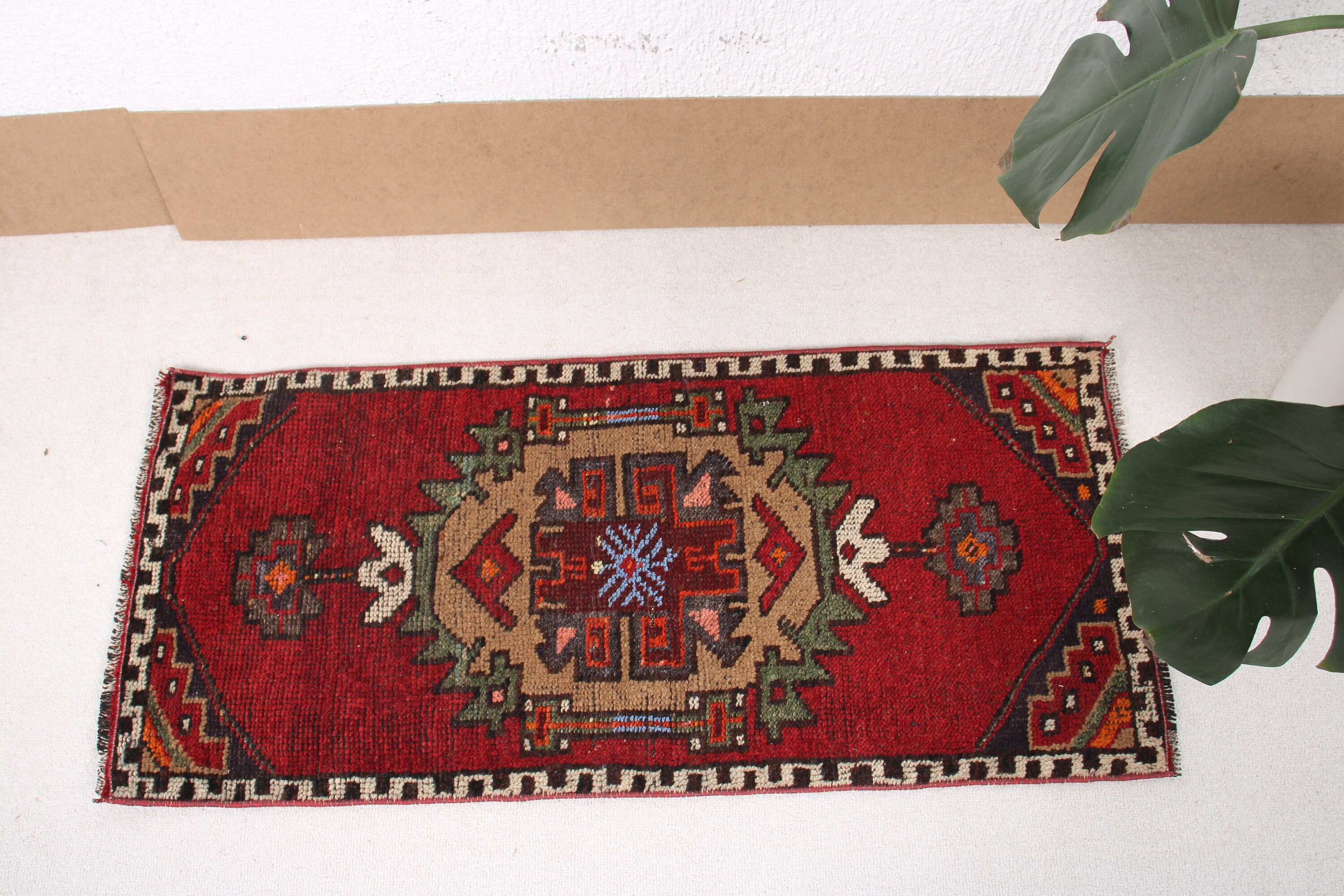 Ethnic Rug, Bedroom Rug, Wall Hanging Rugs, Turkish Rug, 1.5x3.3 ft Small Rugs, Red Bedroom Rugs, Vintage Rug, Small Area Rug