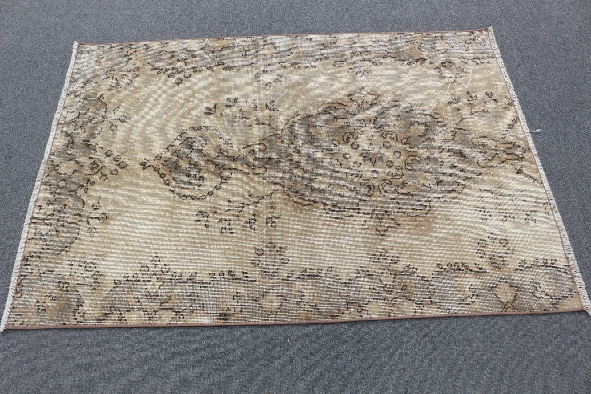 Anadolu Halısı, Mutfak Halıları, 3,5x5,1 ft Aksan Halıları, Türk Halıları, Yün Halısı, Vintage Halı, Giriş Halıları, Bej Oryantal Halılar, Giriş Halısı