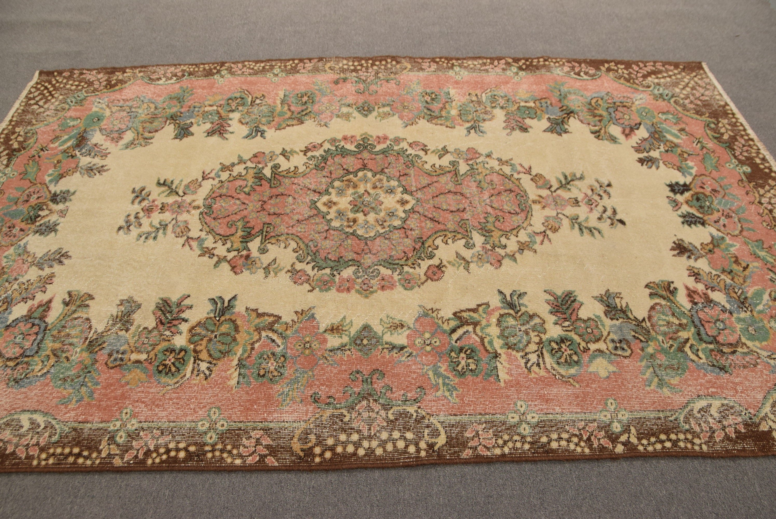 Kitchen Rug, Beige Antique Rug, Outdoor Rugs, Turkish Rugs, Bedroom Rugs, Cool Rug, Vintage Rugs, Dining Room Rug, 5.6x9.1 ft Large Rug