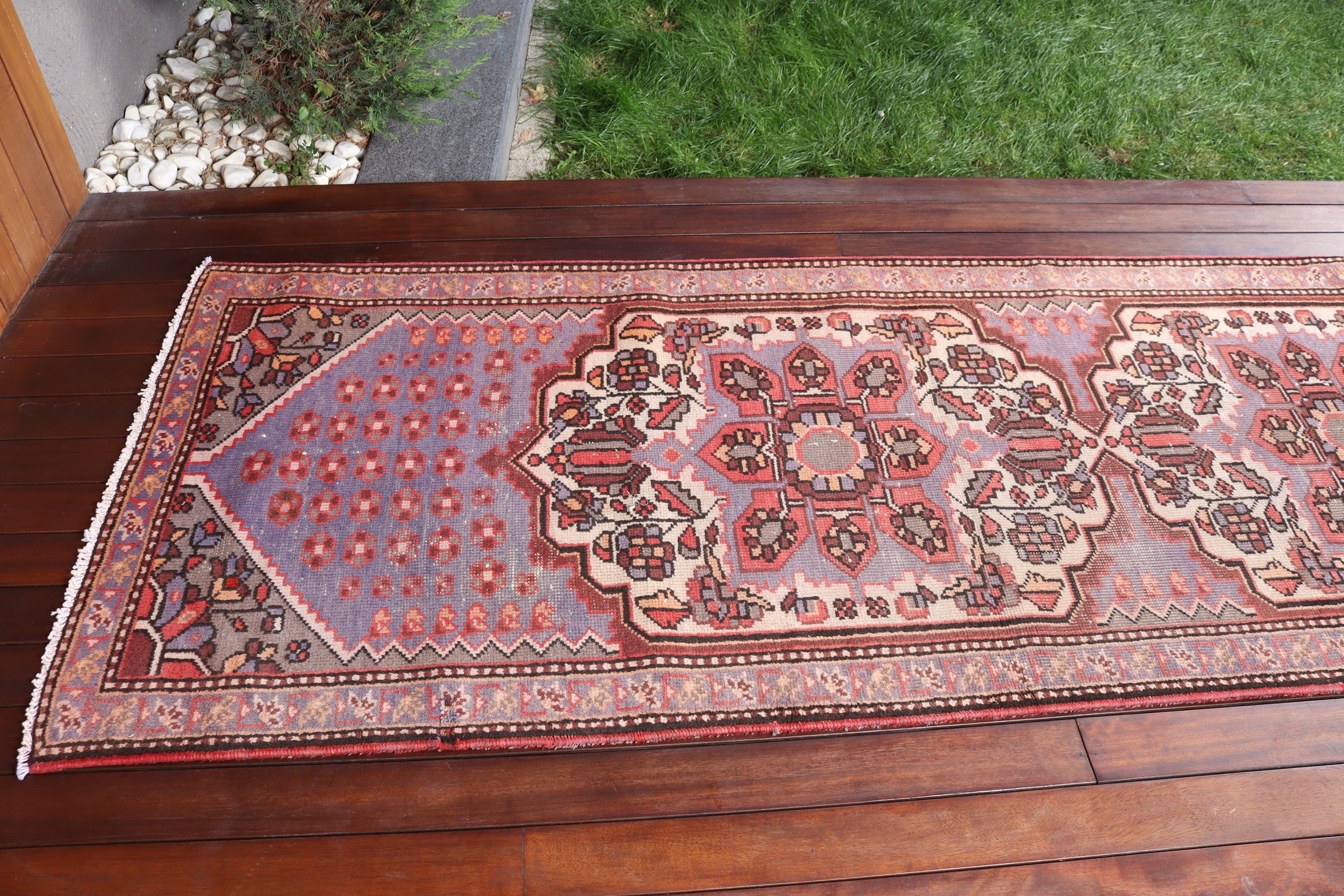 Koşucu Halıları, Mor Mutfak Halısı, Türk Halıları, 3,1x9,8 ft Koşucu Halısı, Uzun Yolluk Halıları, Yatak Odası Halıları, Vintage Halılar, Havalı Halı, Aztek Halısı