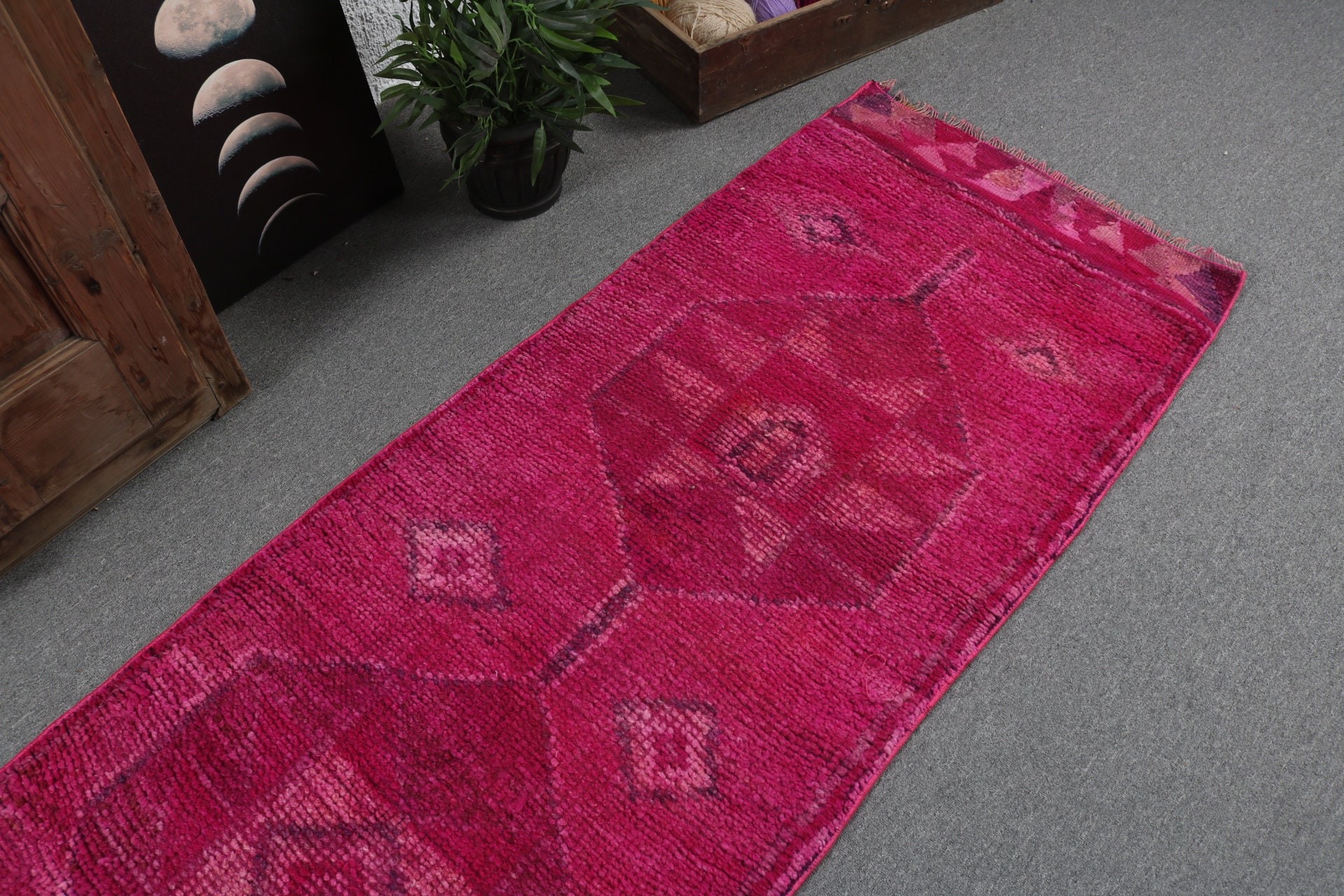 Mutfak Halıları, Türk Halıları, Vintage Halı, Anadolu Halısı, 2,5x8,6 ft Runner Halıları, Oushak Halısı, Vintage Runner Halıları, Pembe Lüks Halı, Yer Halısı