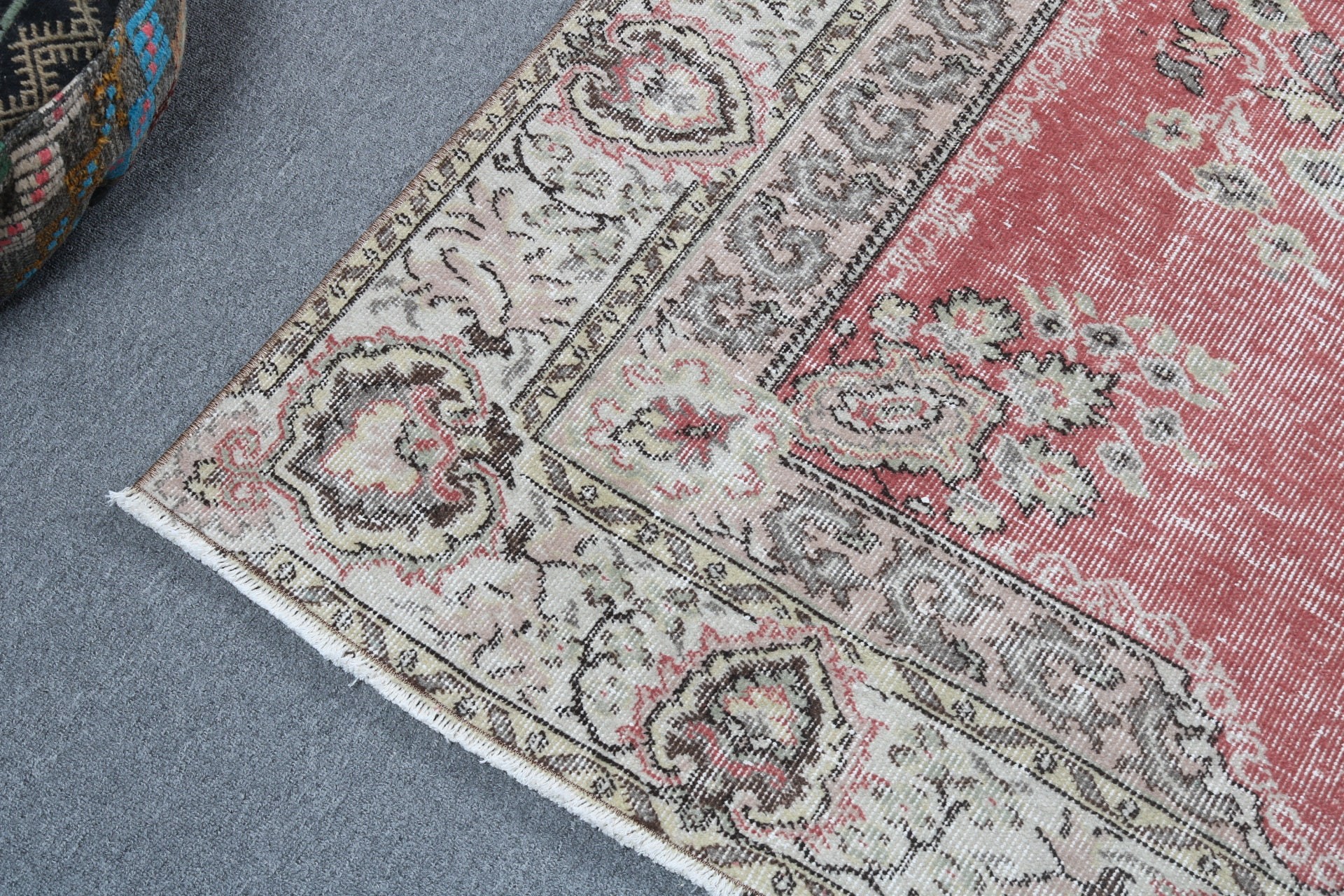 Büyük Boho Halı, Türk Halıları, Büyük Oushak Halıları, Vintage Halı, Yün Halıları, Ev Dekor Halıları, Kırmızı Düz ​​Dokuma Halıları, 5,5x8,1 ft Büyük Halı