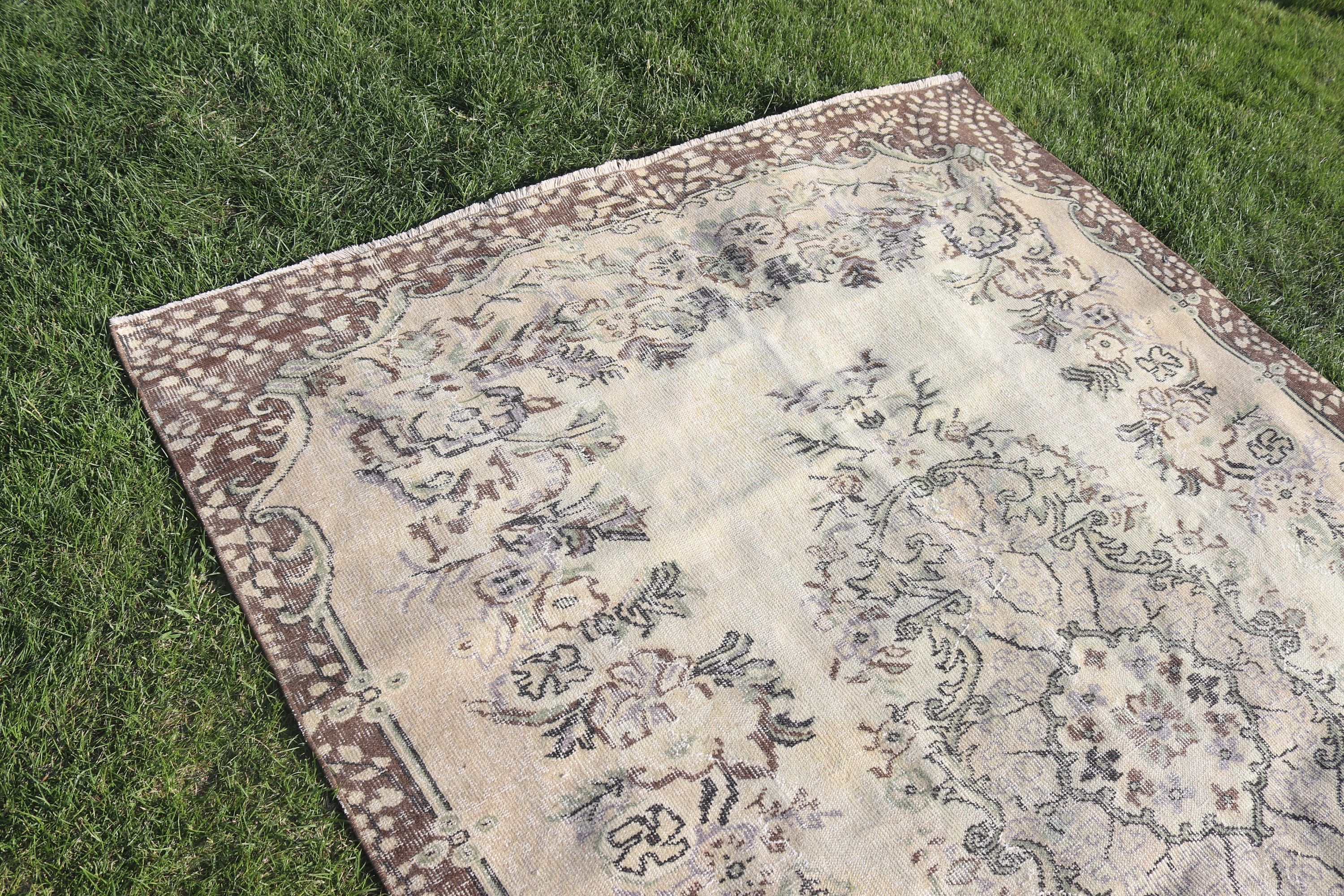 Floor Rug, Bedroom Rug, Vintage Rugs, Beige Antique Rug, Large Vintage Rug, Aesthetic Rug, Luxury Rug, 5.7x9.2 ft Large Rug, Turkish Rugs