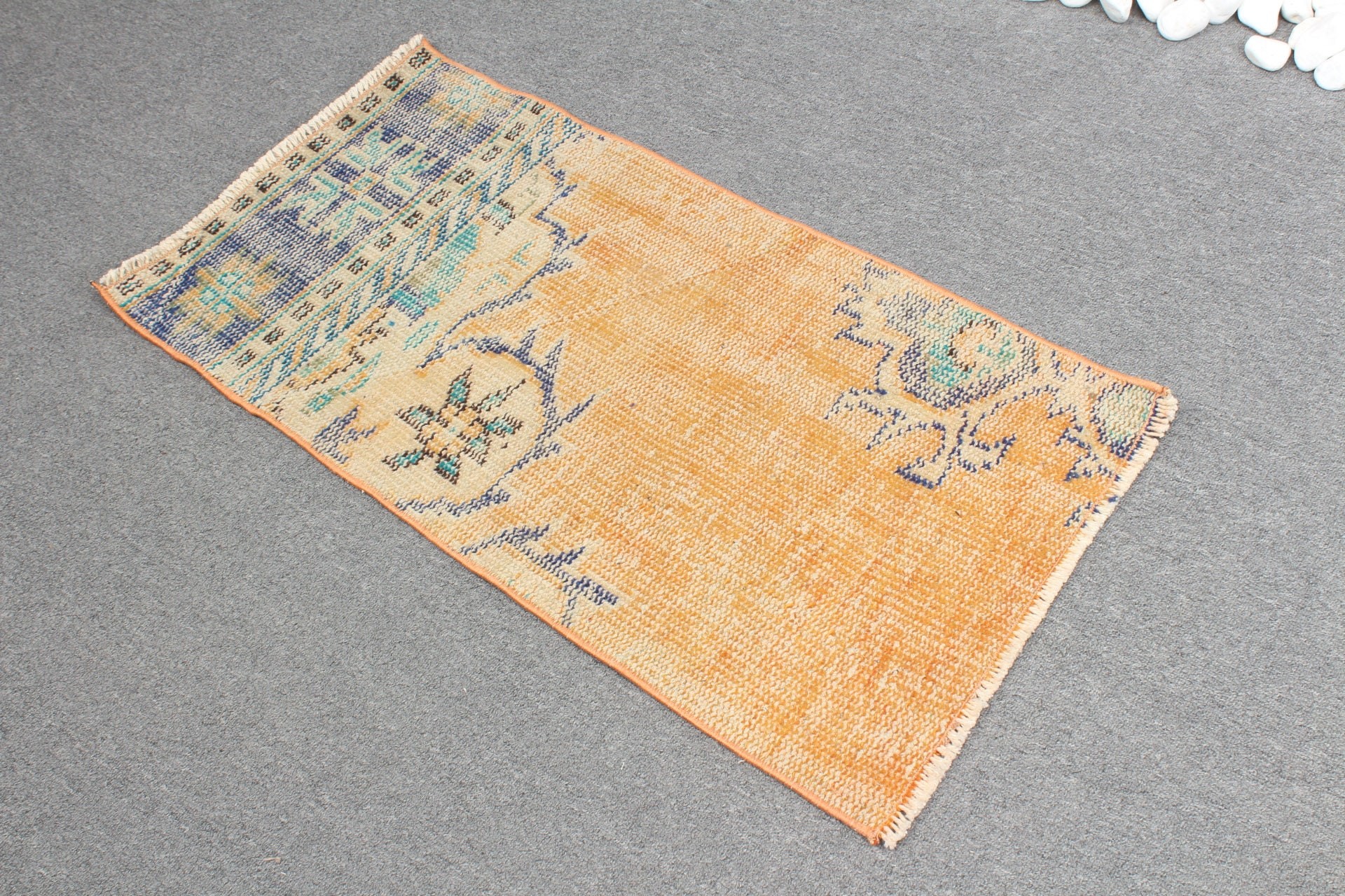 Kitchen Rugs, Turkish Rug, 1.5x3.2 ft Small Rug, Bedroom Rugs, Orange Oriental Rug, Bright Rug, Anatolian Rugs, Vintage Rug, Oriental Rug