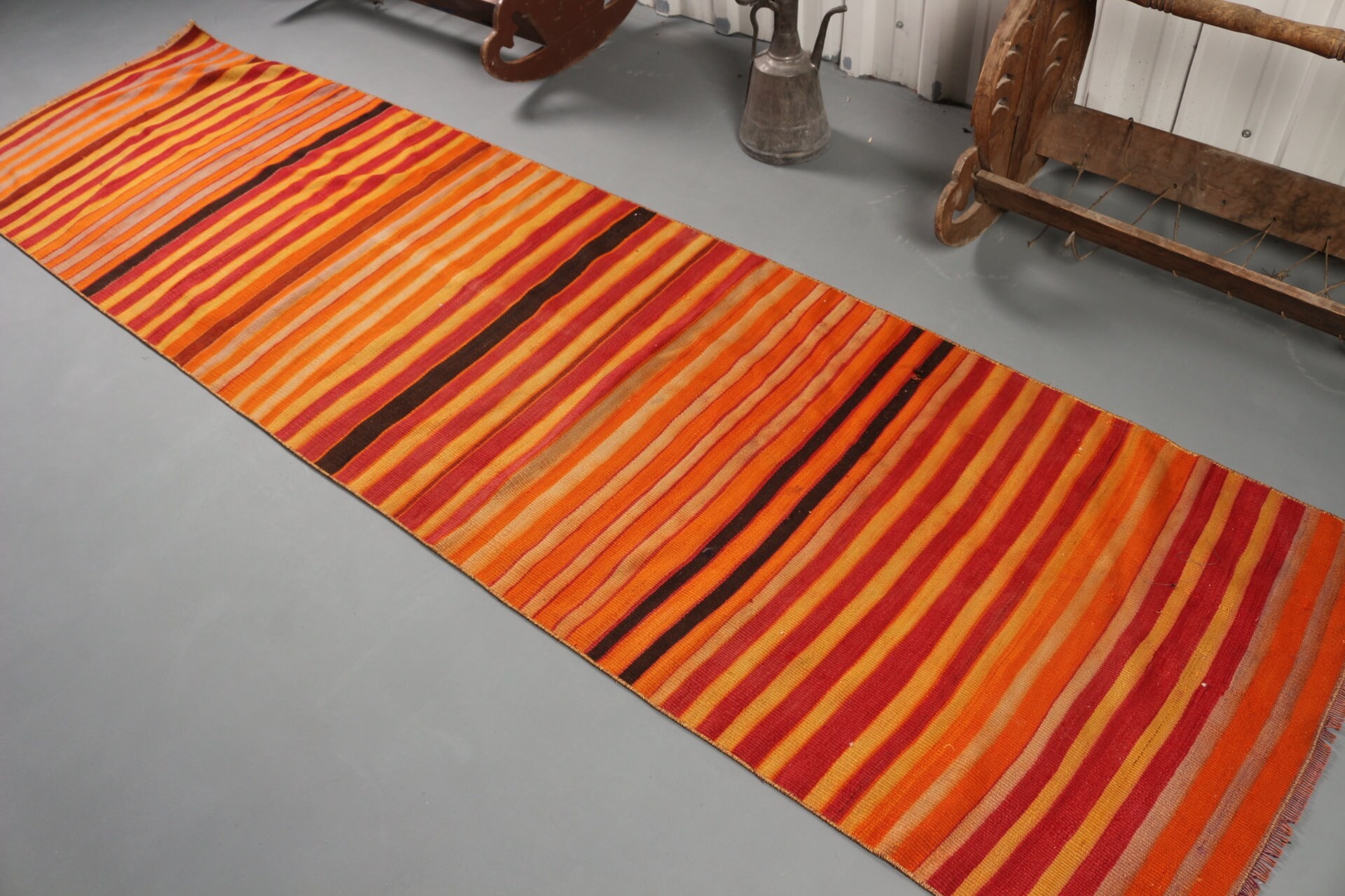 Kitchen Rug, 2.8x10.1 ft Runner Rugs, Orange Cool Rug, Kilim, Corridor Rug, Turkish Rug, Home Decor Rug, Vintage Rugs