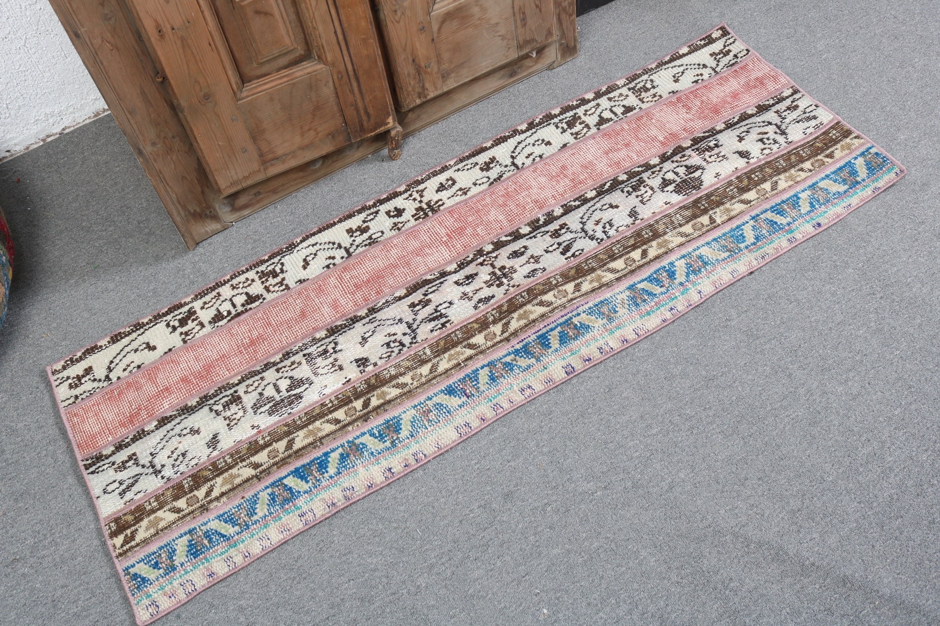 Kapı Paspası Halıları, Boho Halıları, Vintage Halı, Banyo Halıları, Bej Yatak Odası Halısı, Türk Halısı, Düz Dokuma Halı, 1.7x4.8 ft Küçük Halılar, Banyo Halıları