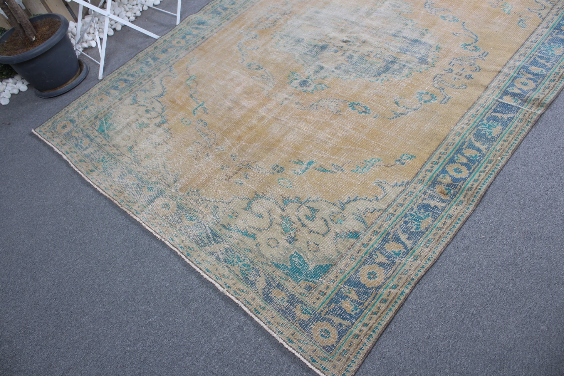 Yellow Cool Rugs, Kitchen Rugs, Dining Room Rugs, Dorm Rug, 6.4x8.1 ft Large Rug, Vintage Rugs, Bedroom Rug, Turkish Rug, Living Room Rug